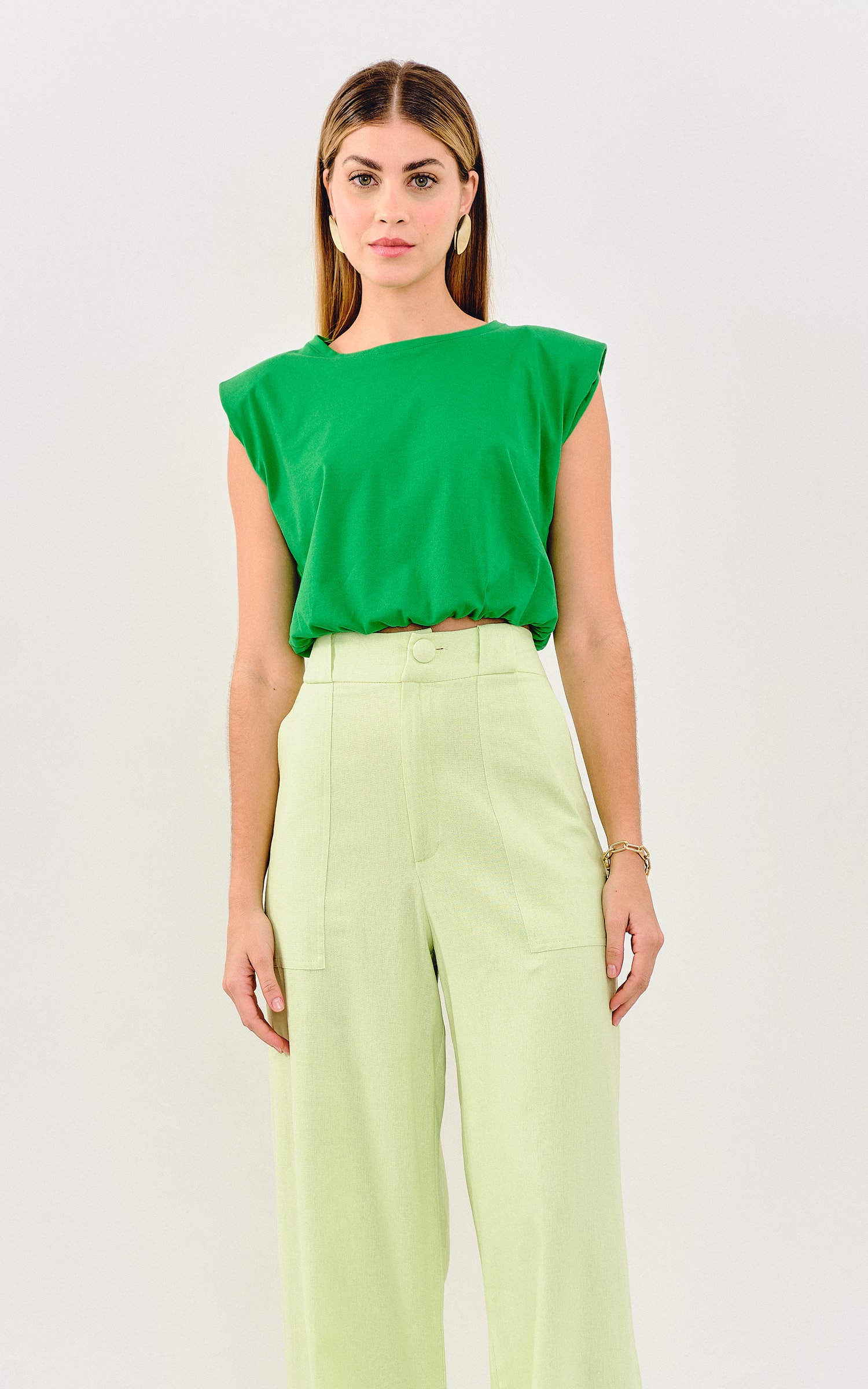 Cropped Malha Ombreira Verde
