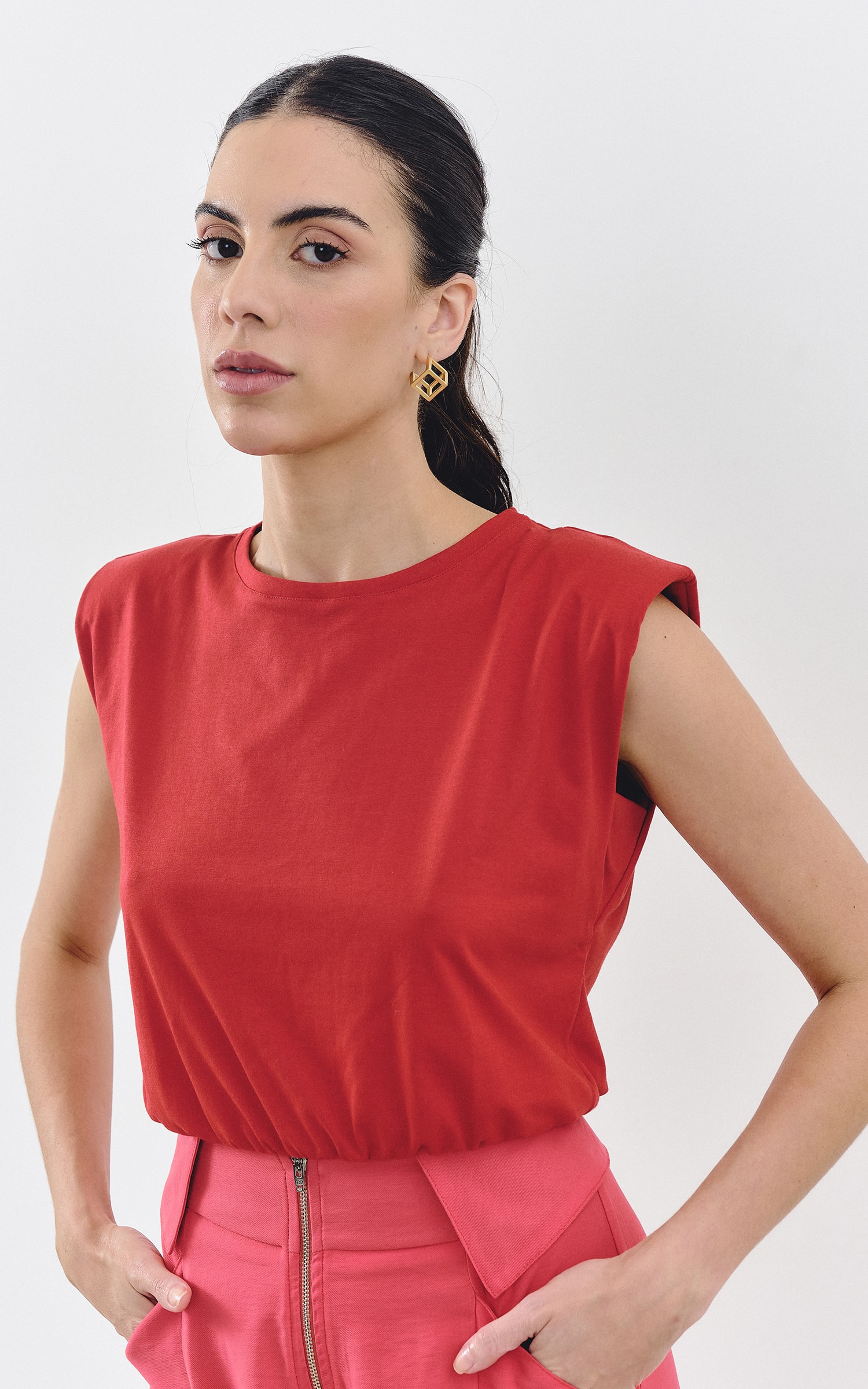 Cropped Malha Ombreira Vermelho