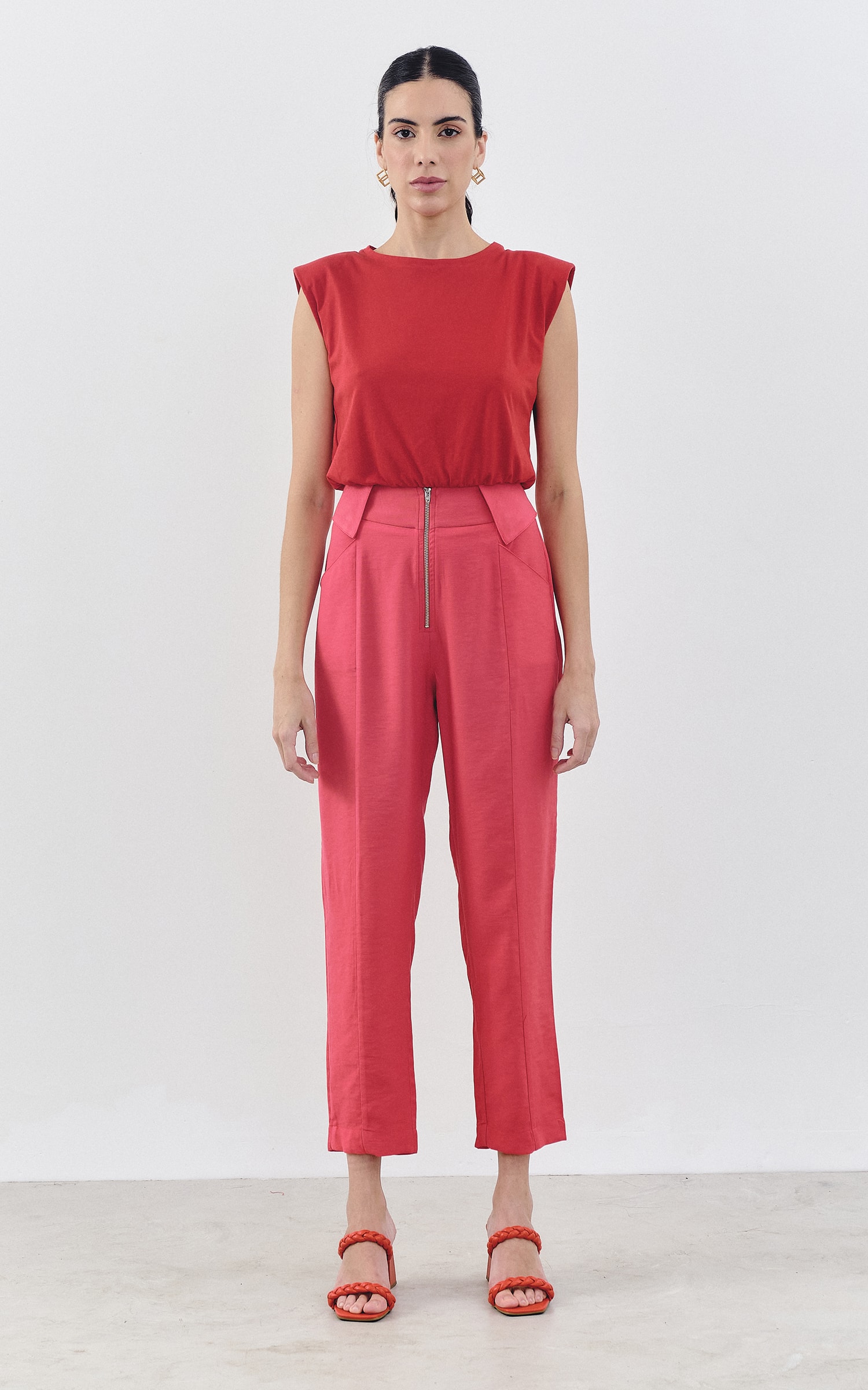 Cropped Malha Ombreira Vermelho
