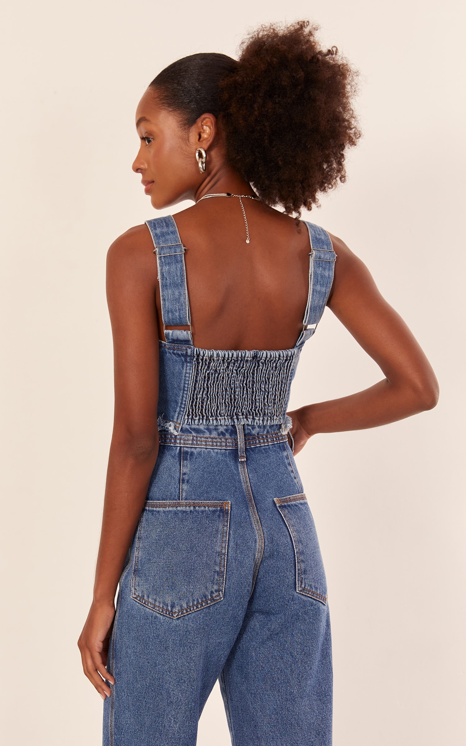 Cropped Meia Taça Jeans Médio