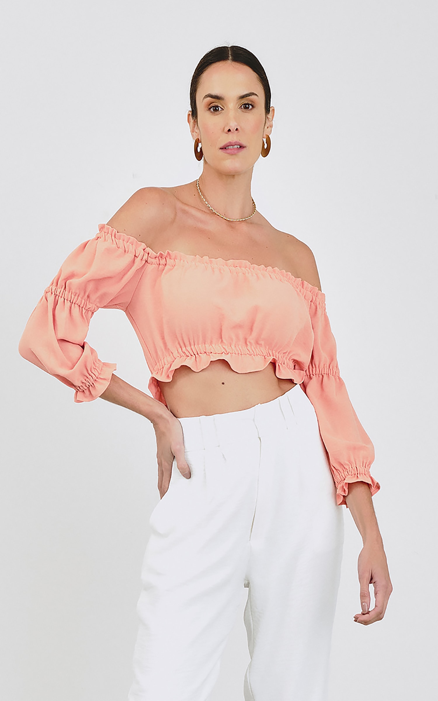 Cropped Nordeste Neon Coral
