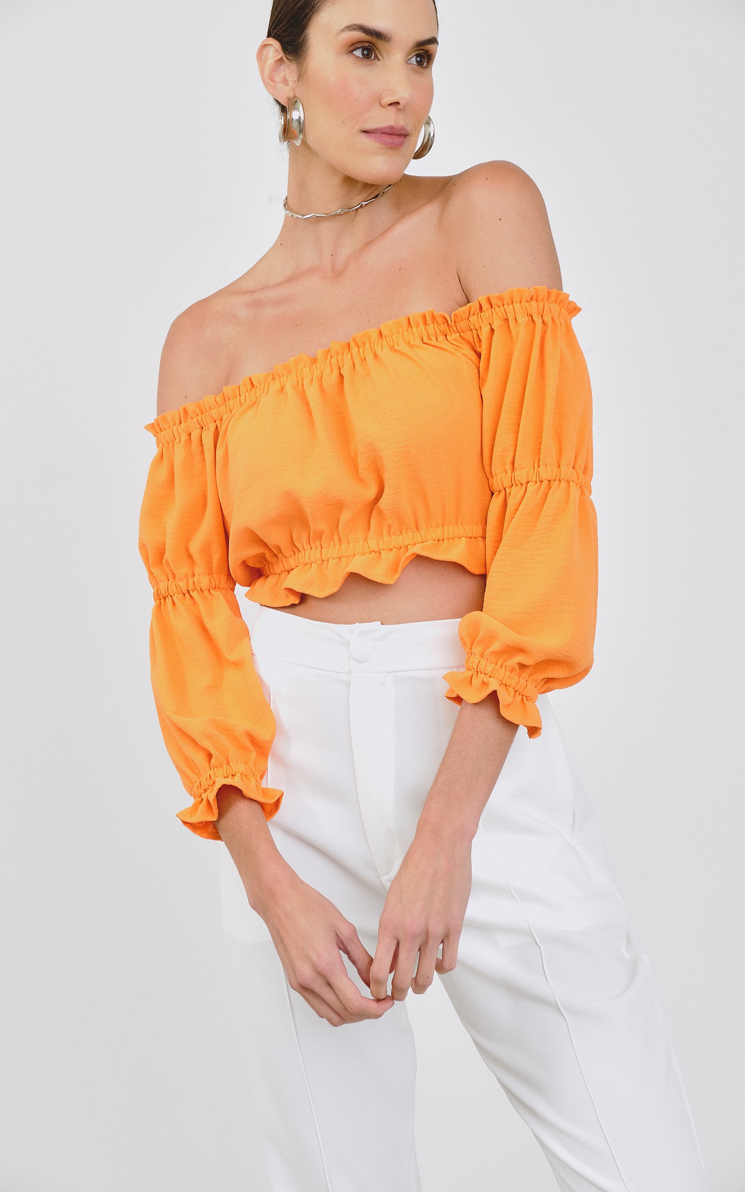 Cropped Nordeste Neon Laranja