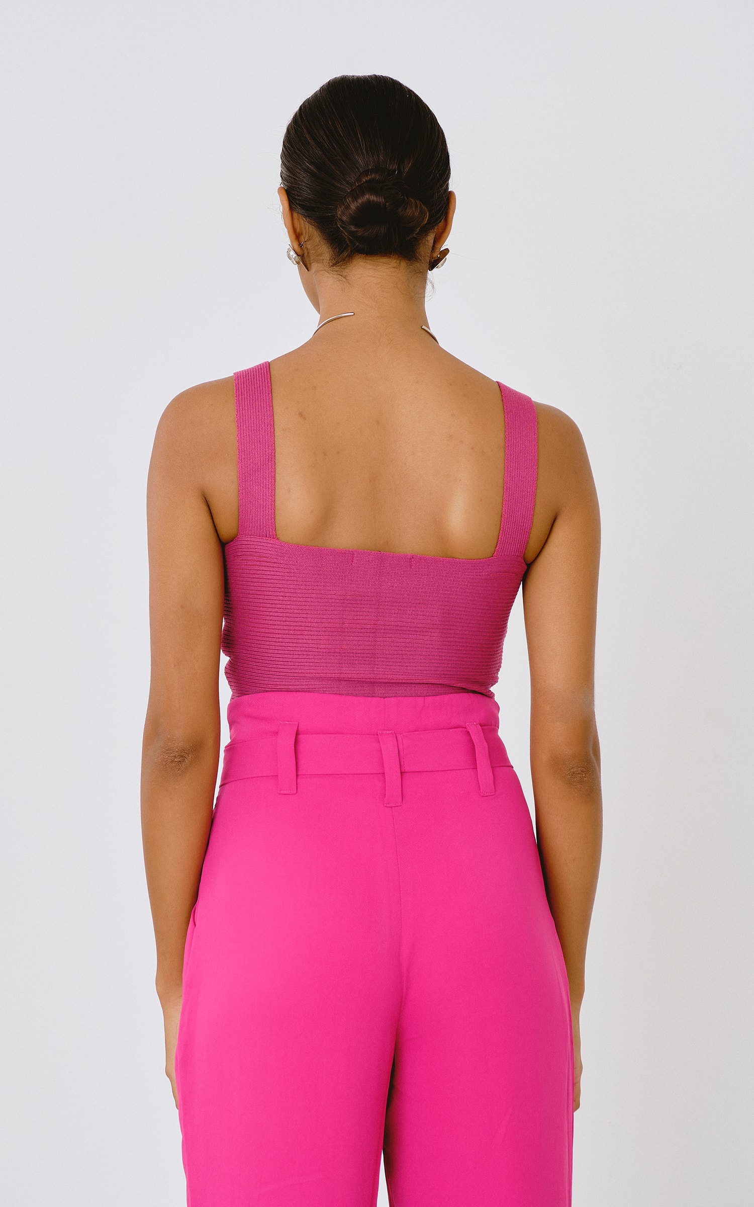 Cropped Prega Tricot Fúcsia