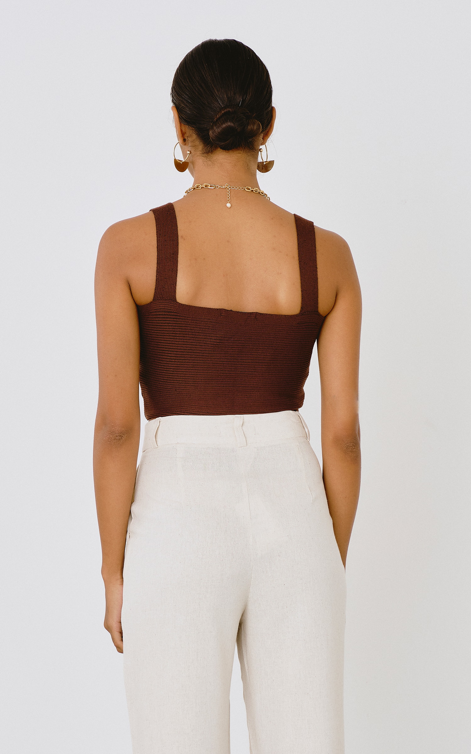 Cropped Prega Tricot Marrom
