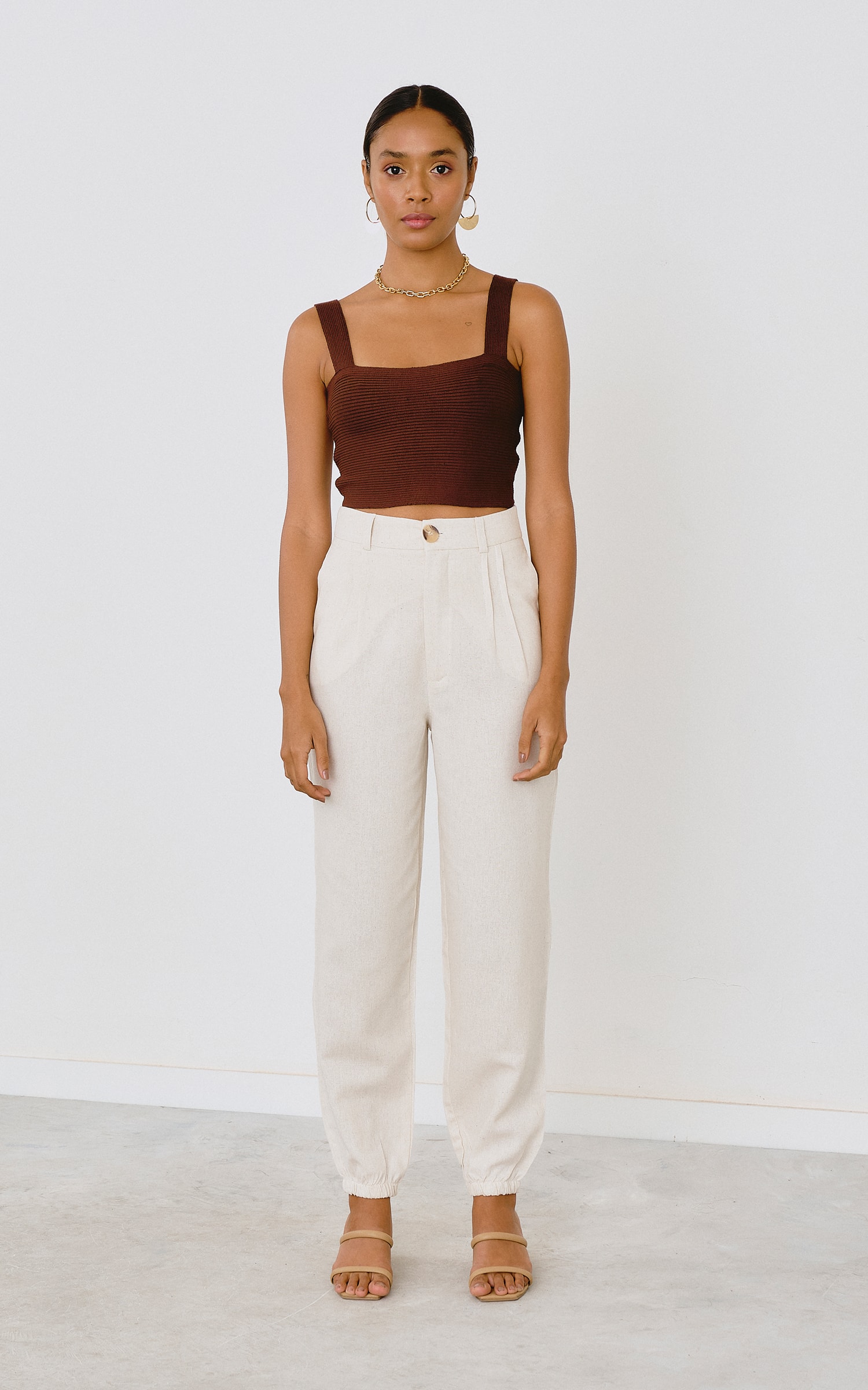 Cropped Prega Tricot Marrom