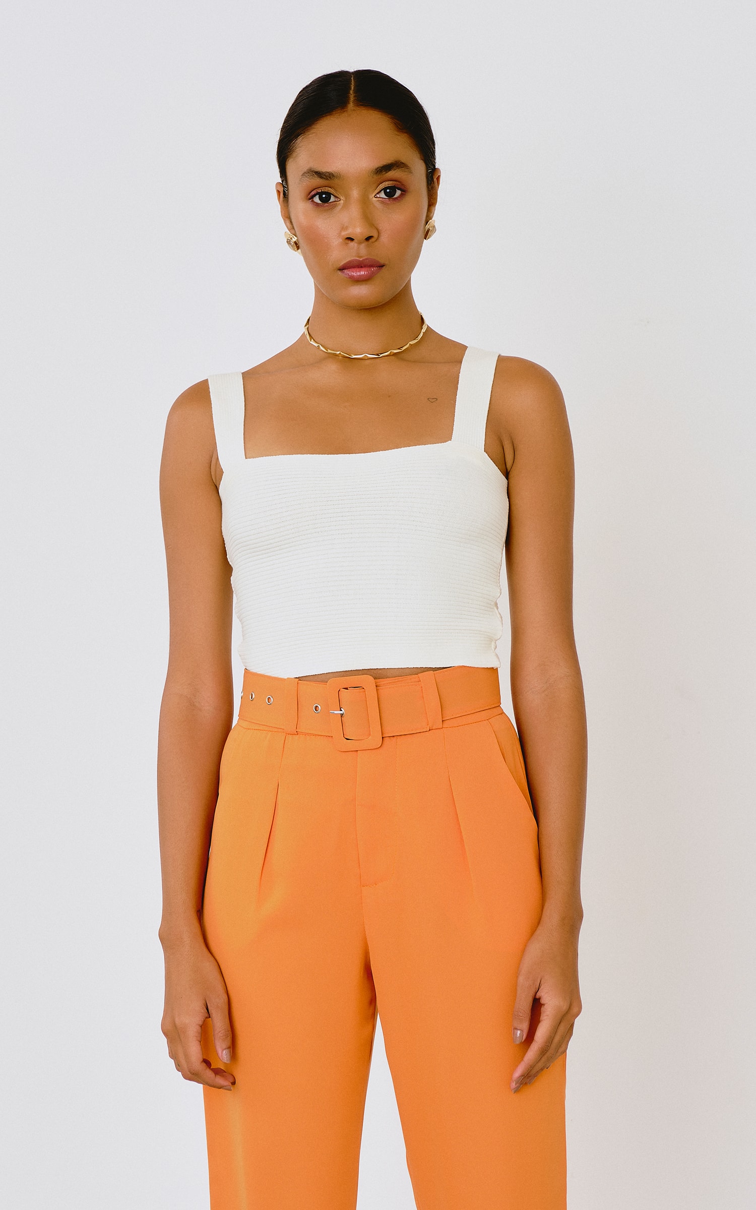 Cropped Prega Tricot Off White
