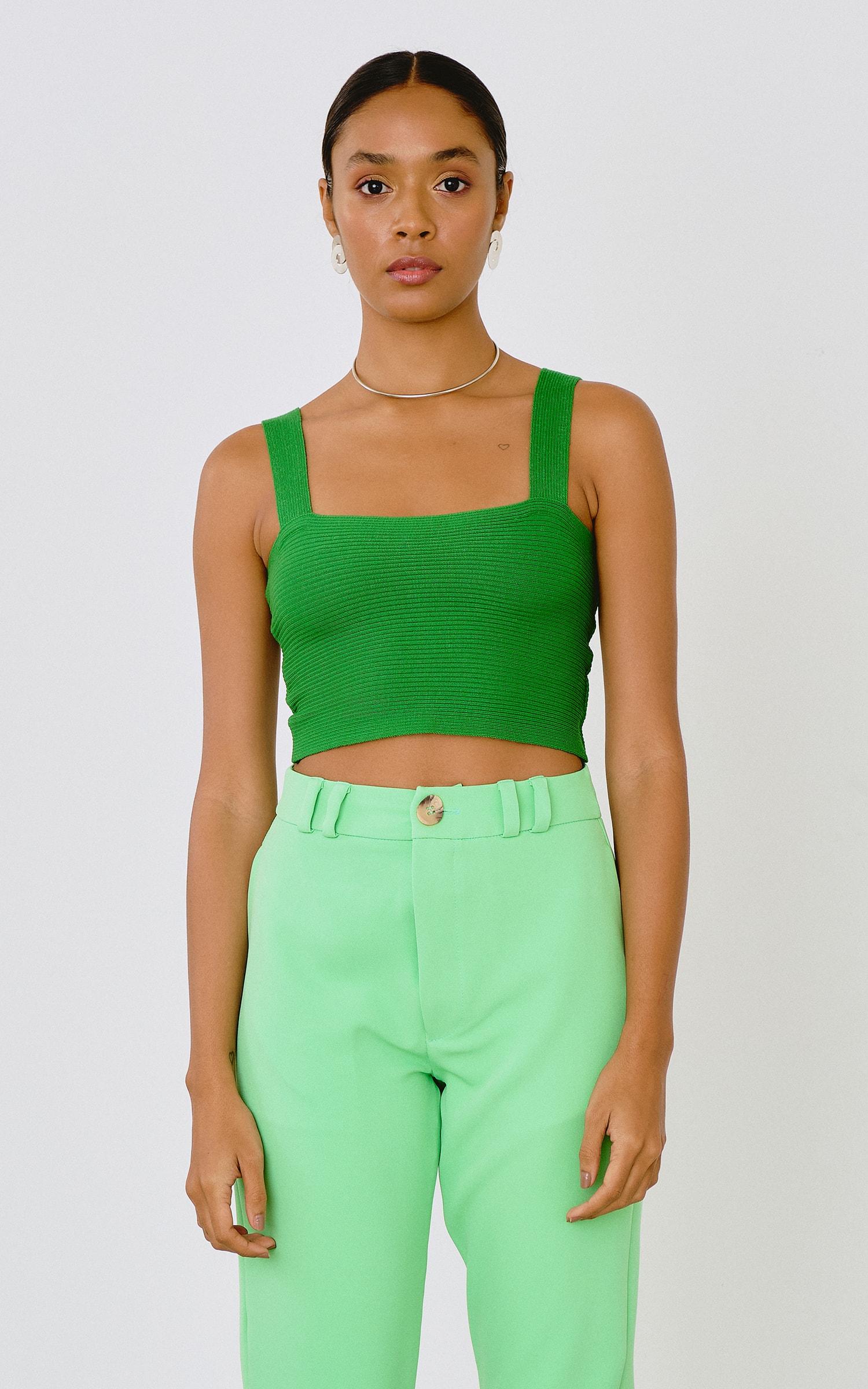 Cropped Prega Tricot Verde
