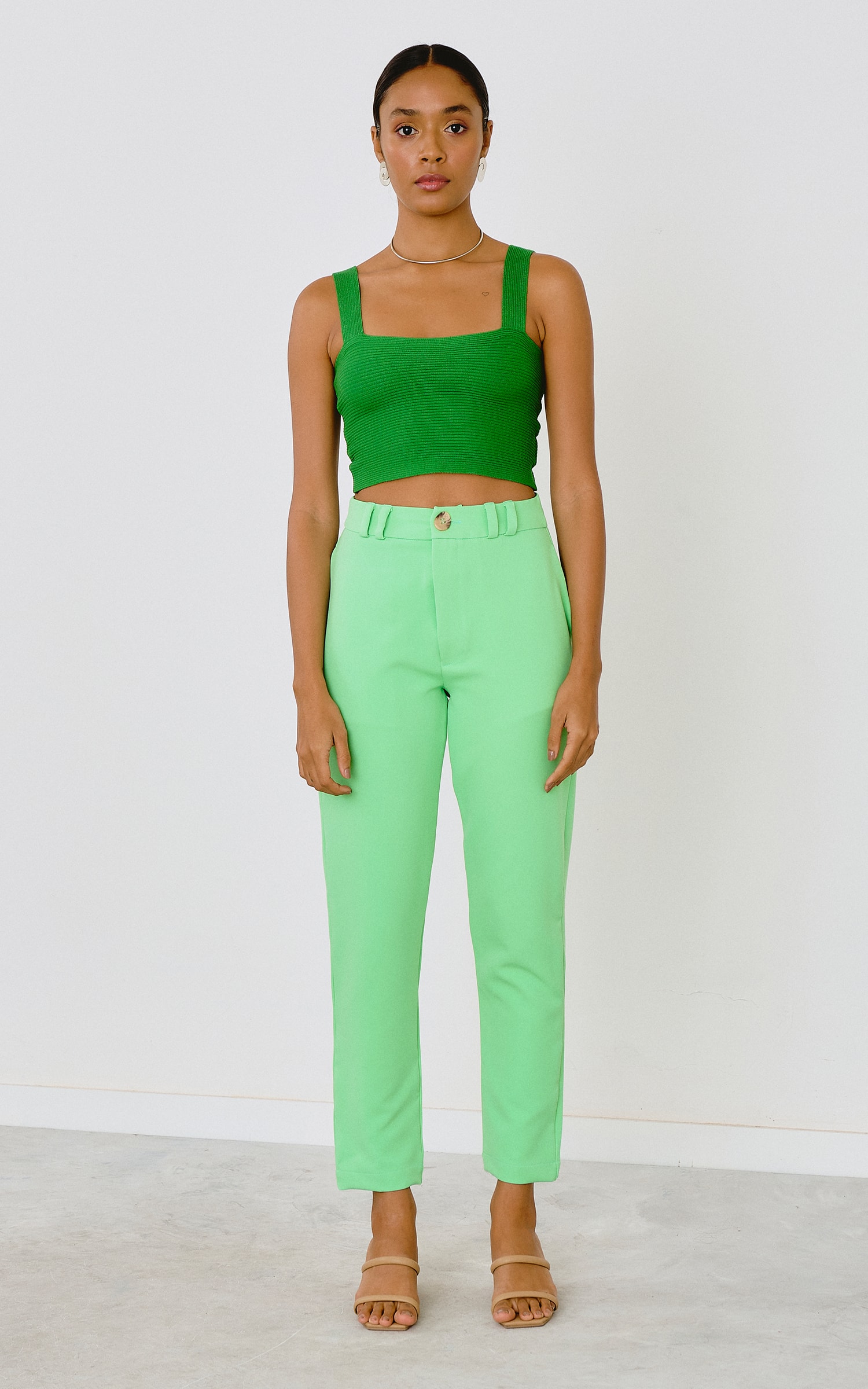 Cropped Prega Tricot Verde