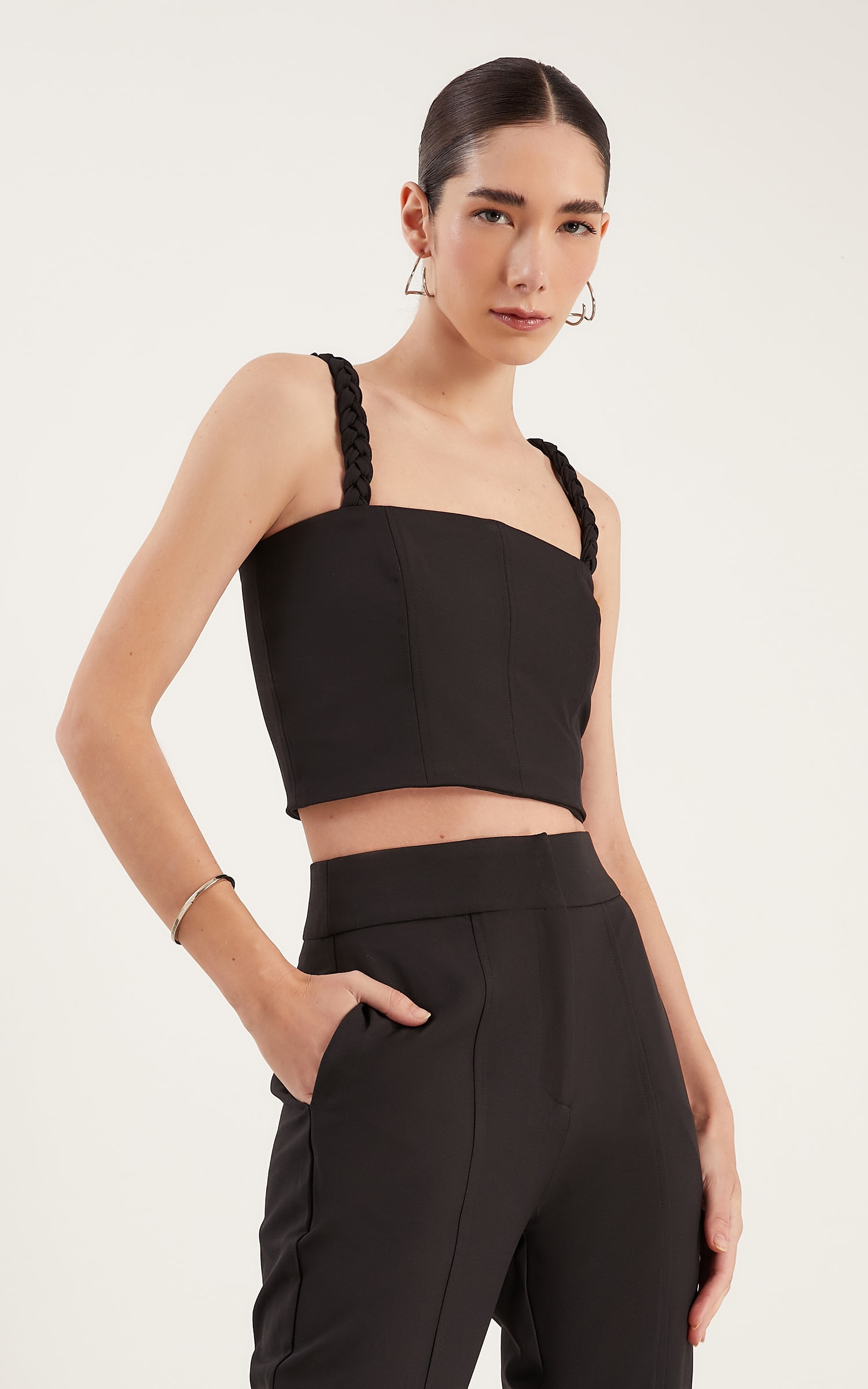 Cropped Recortes Fly Preto