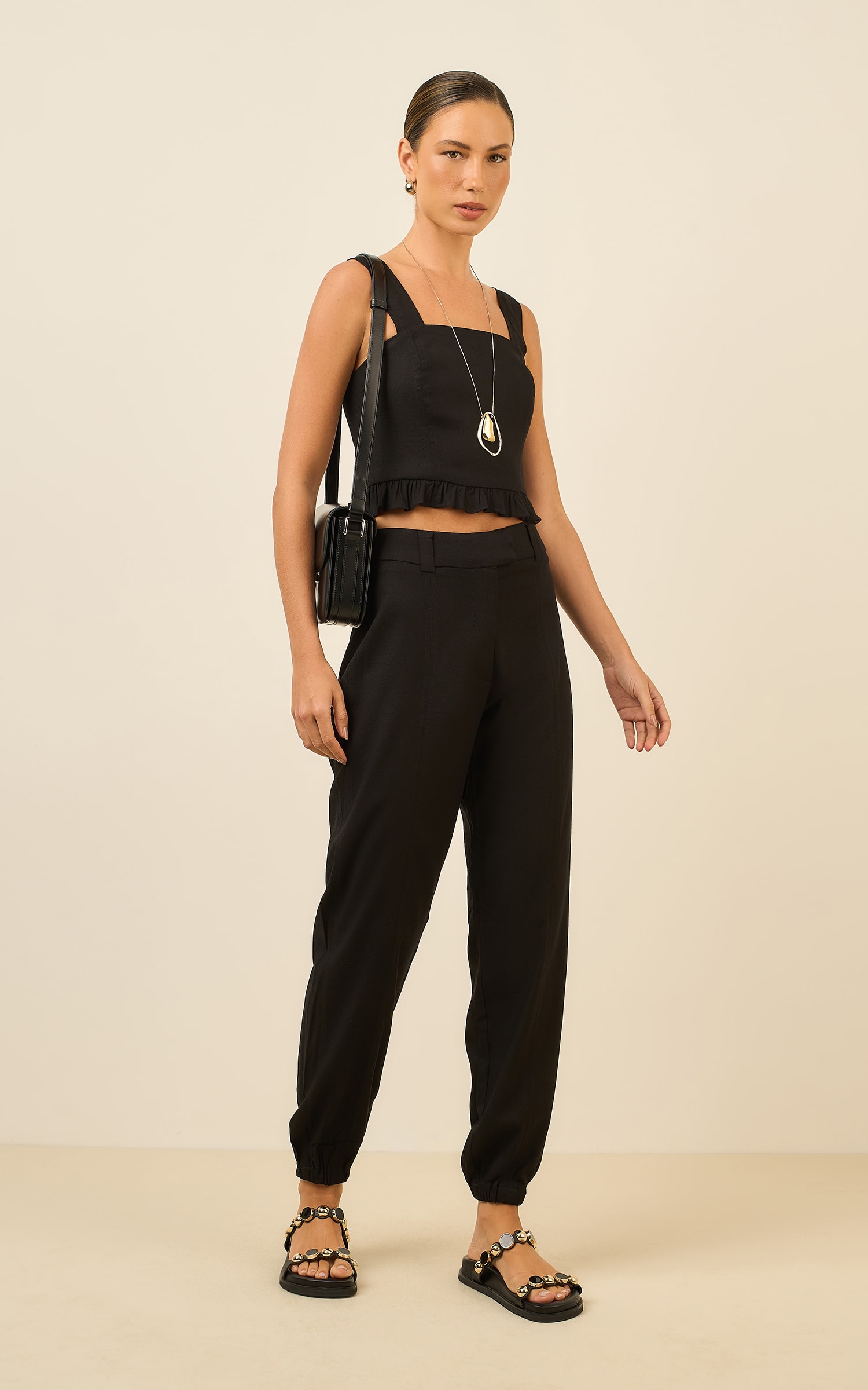 Cropped Recortes Soft Preto