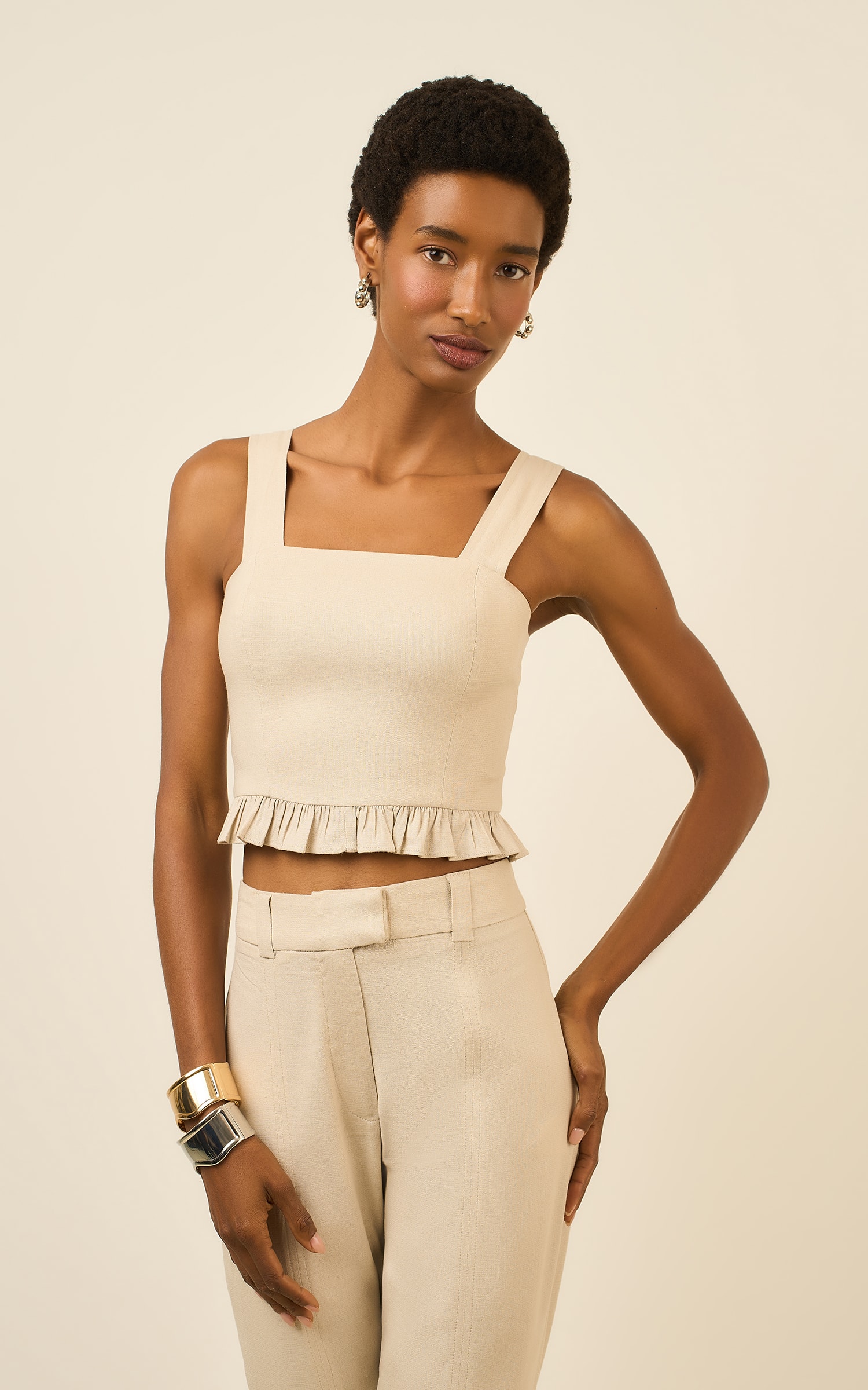 Cropped Recortes Soft Rafia