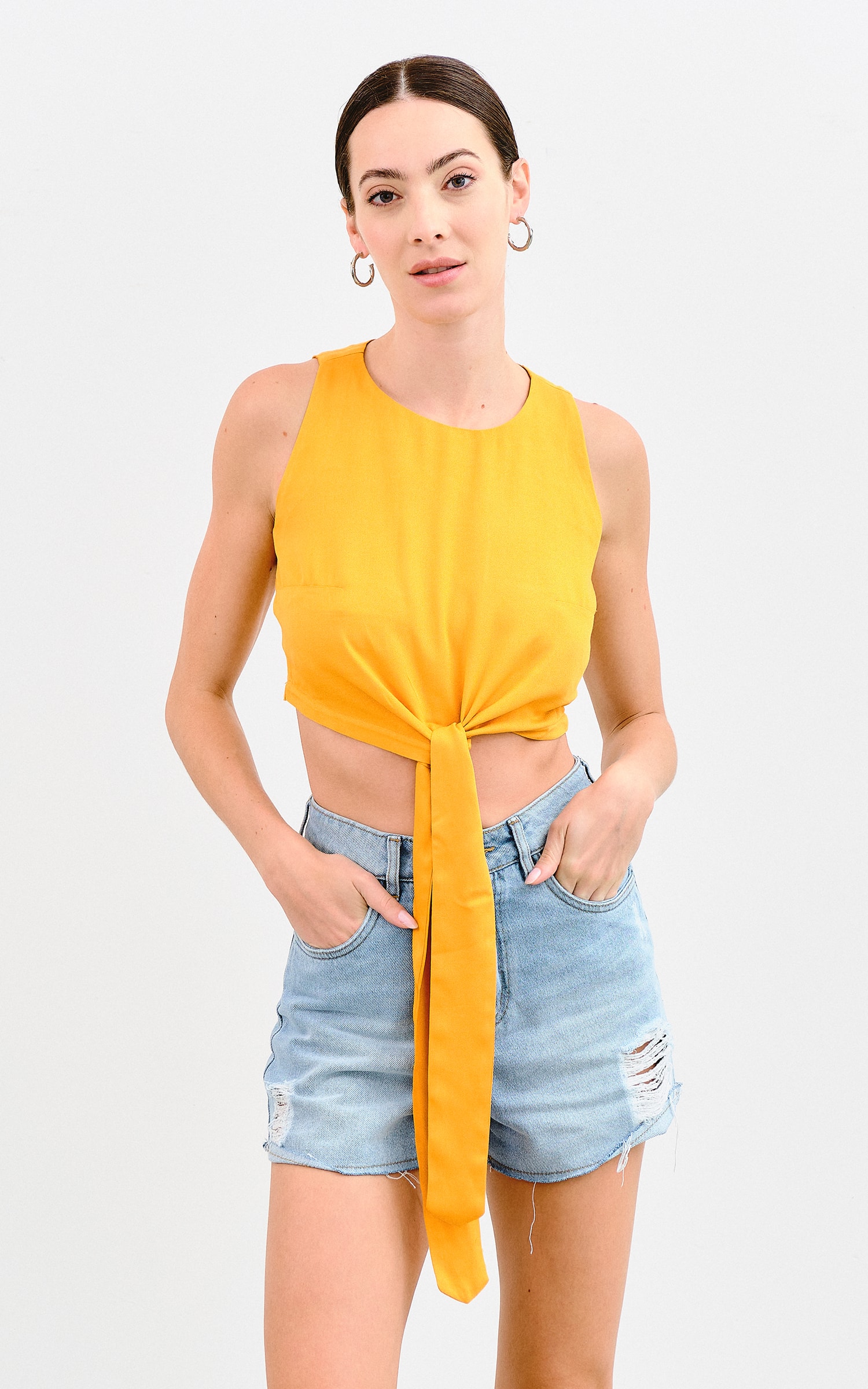 Cropped Regata Nó Amarelo