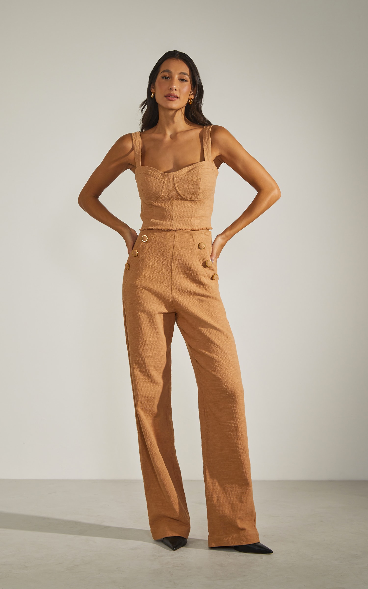 Cropped Riviera Meia Taça Caqui