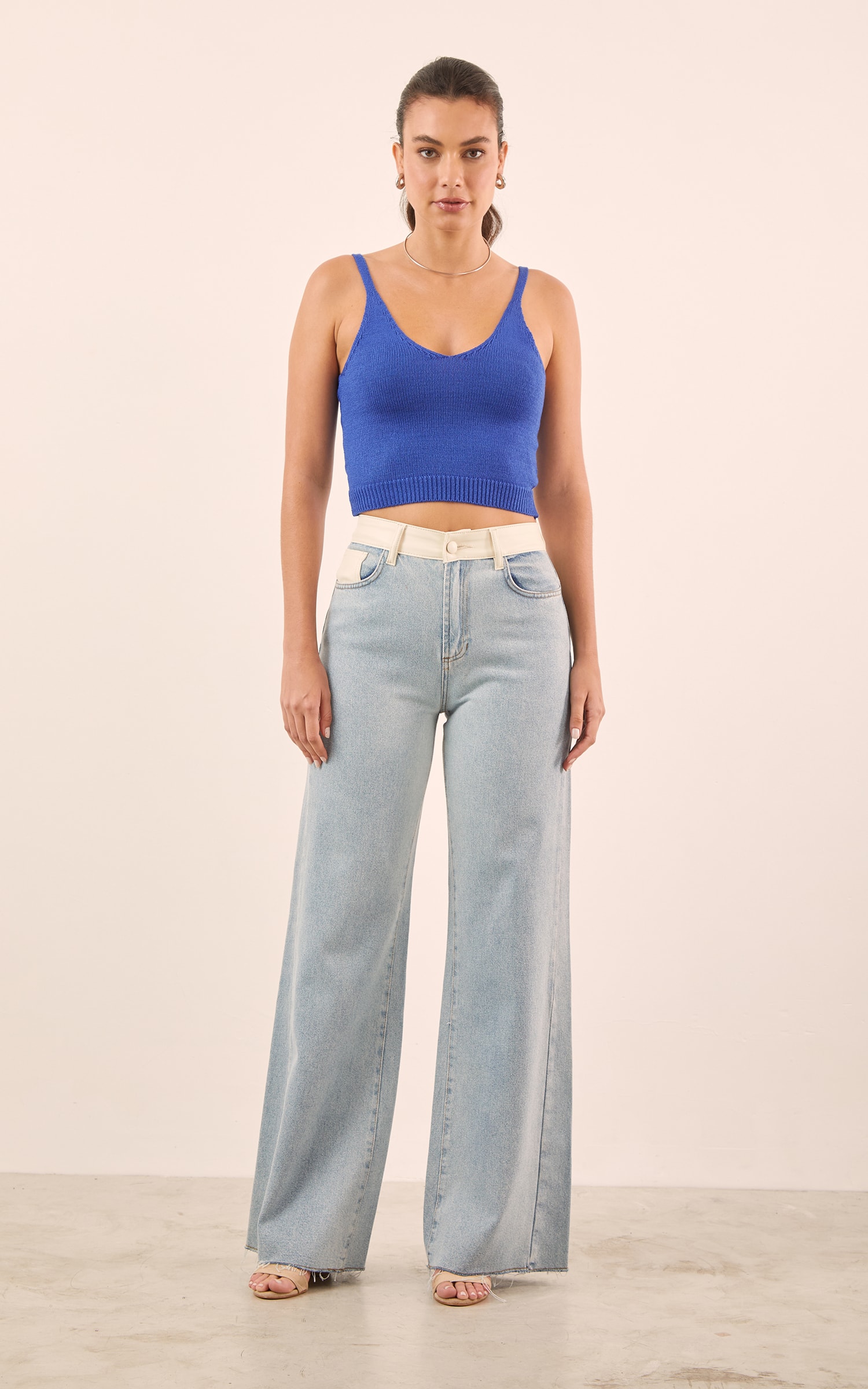 Cropped Tricot Basic Azul