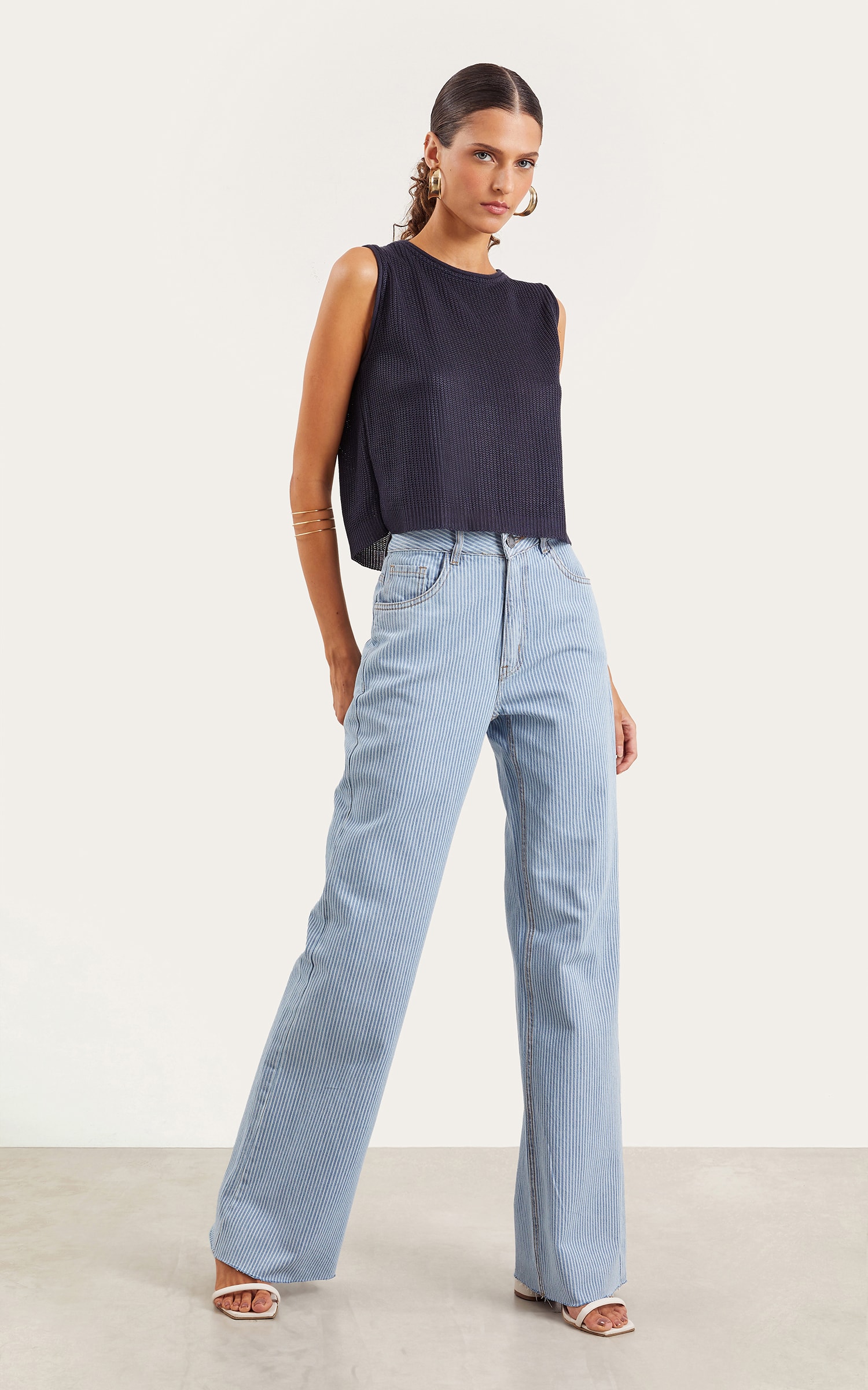 Cropped Tricot Básico Marinho