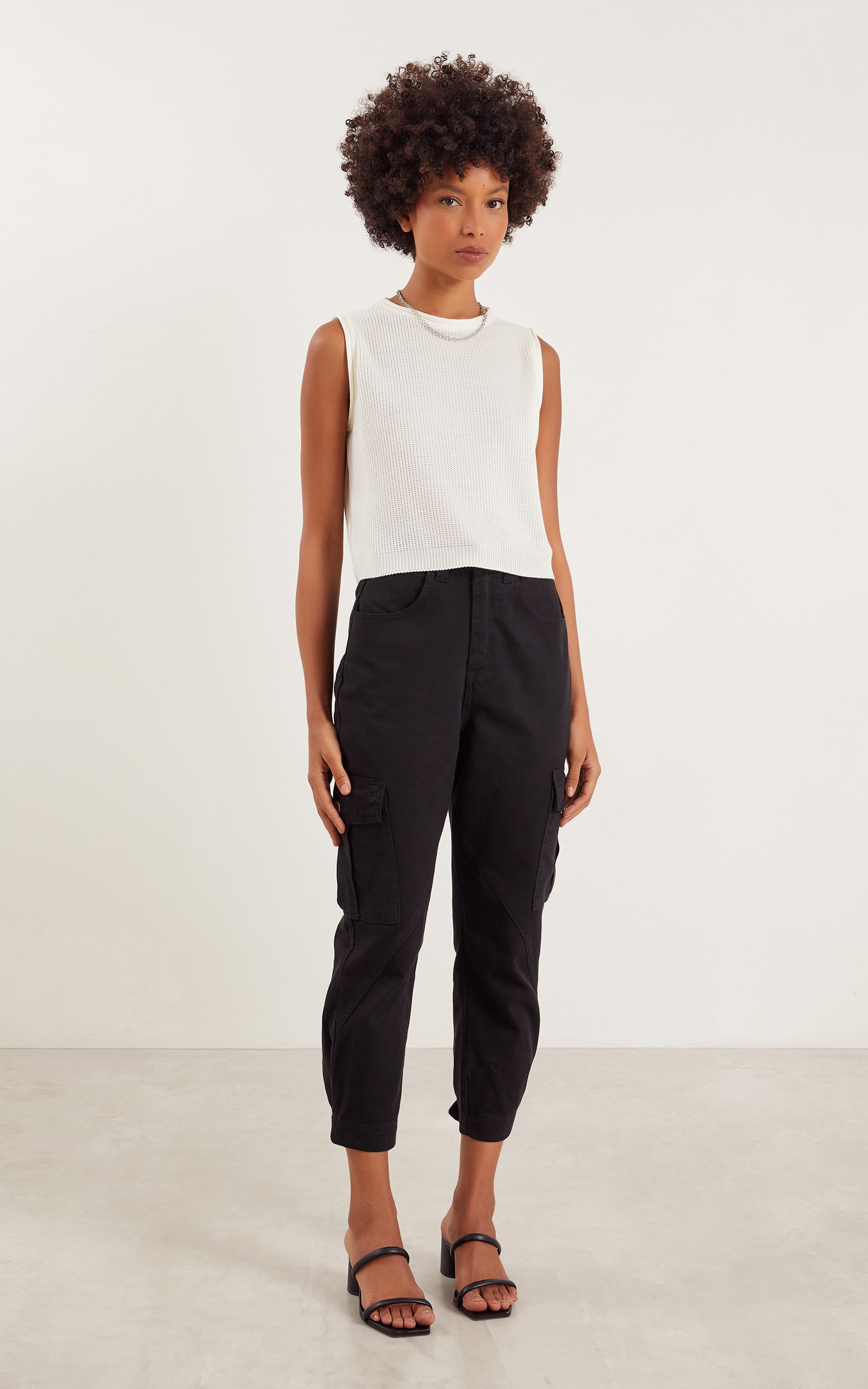 Cropped Tricot Básico Off White