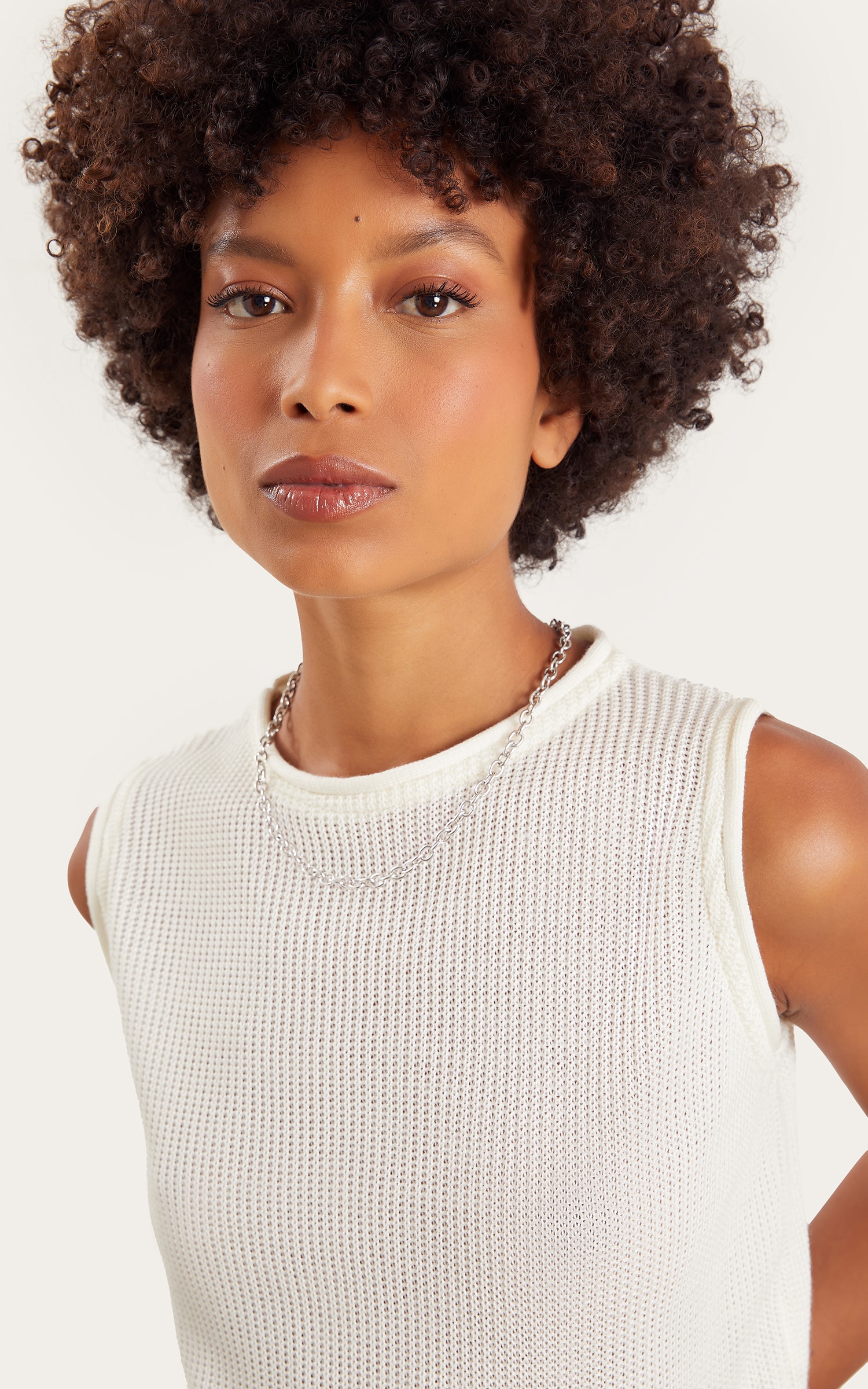 Cropped Tricot Básico Off White