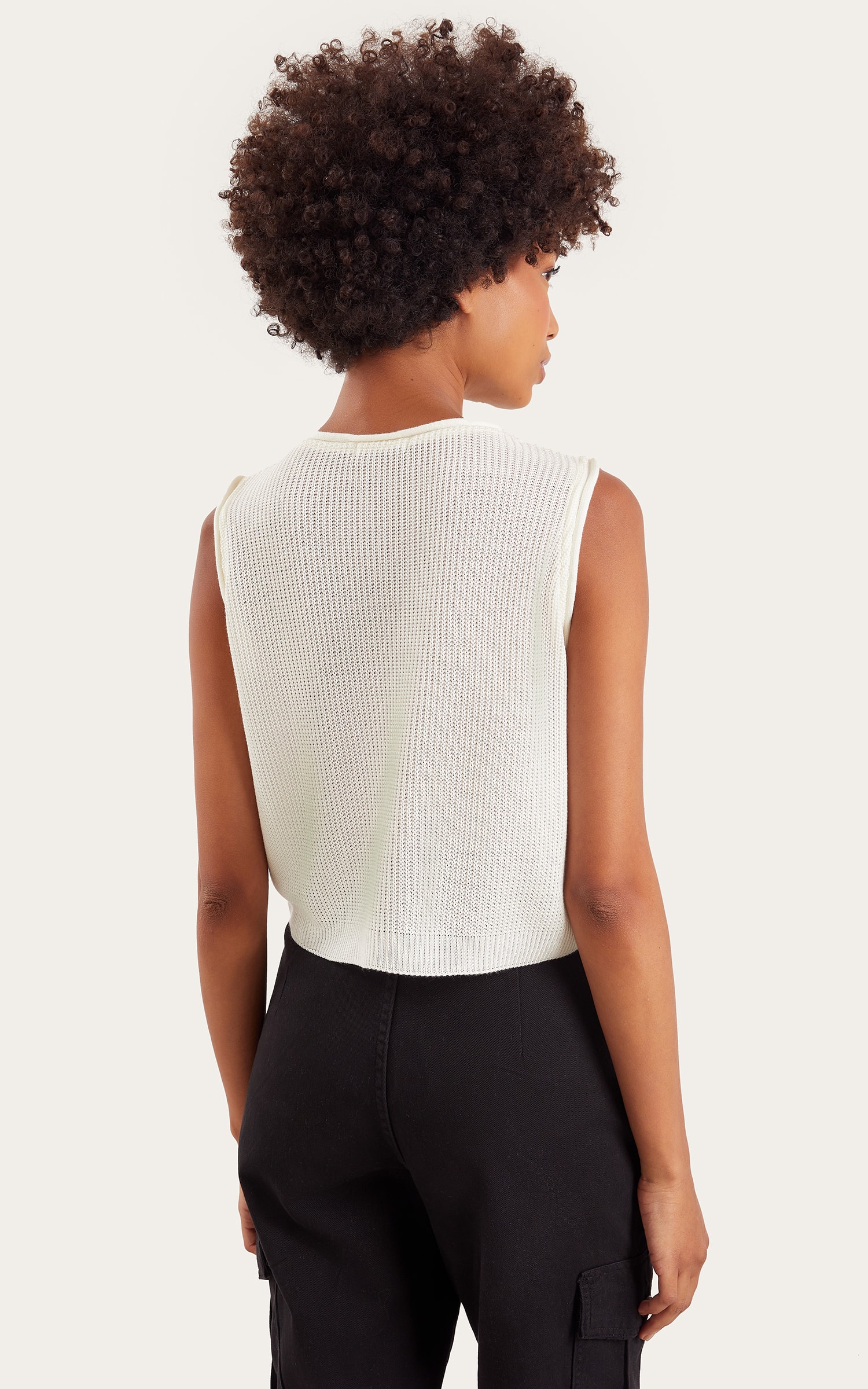 Cropped Tricot Básico Off White