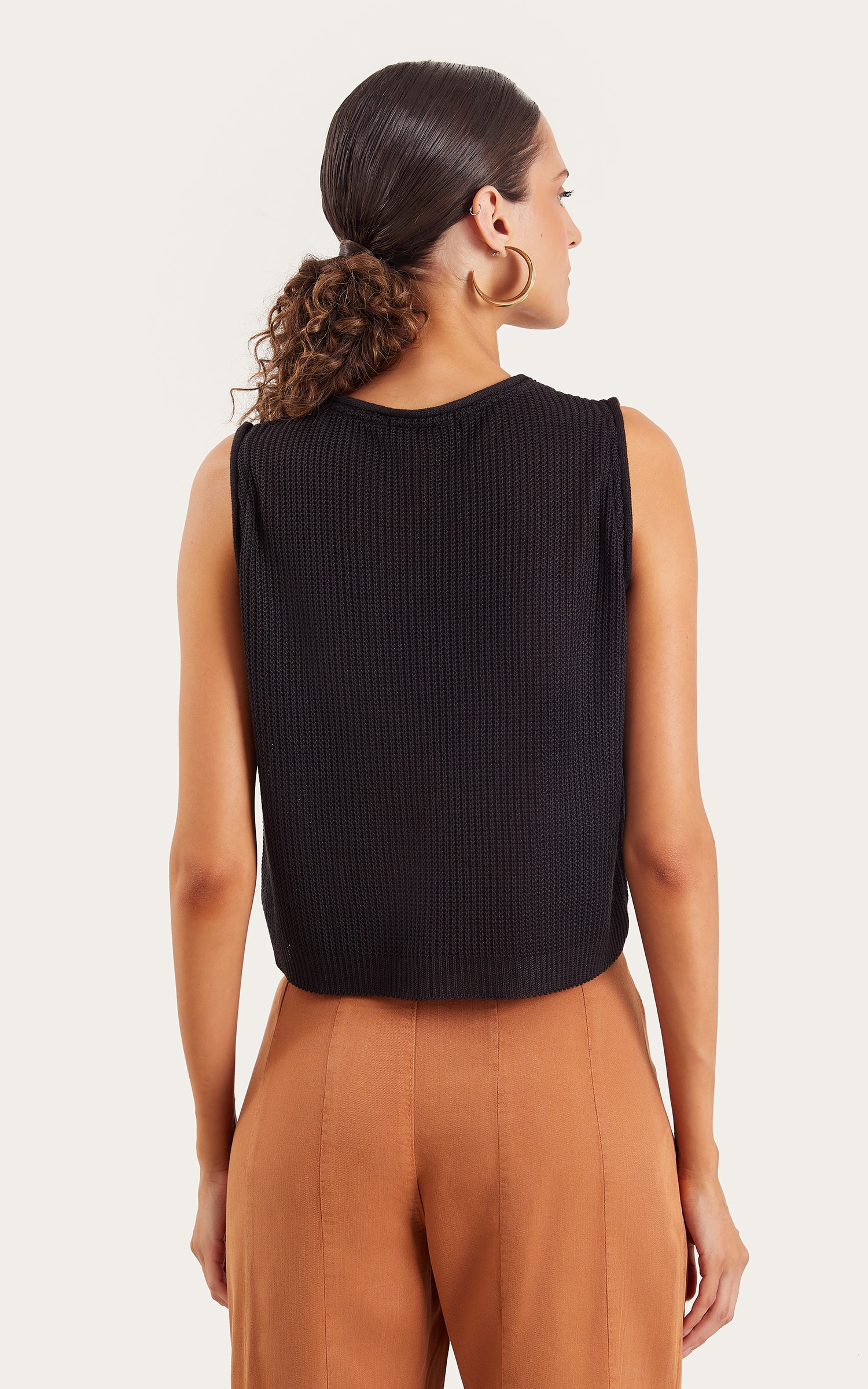 Cropped Tricot Básico Preto