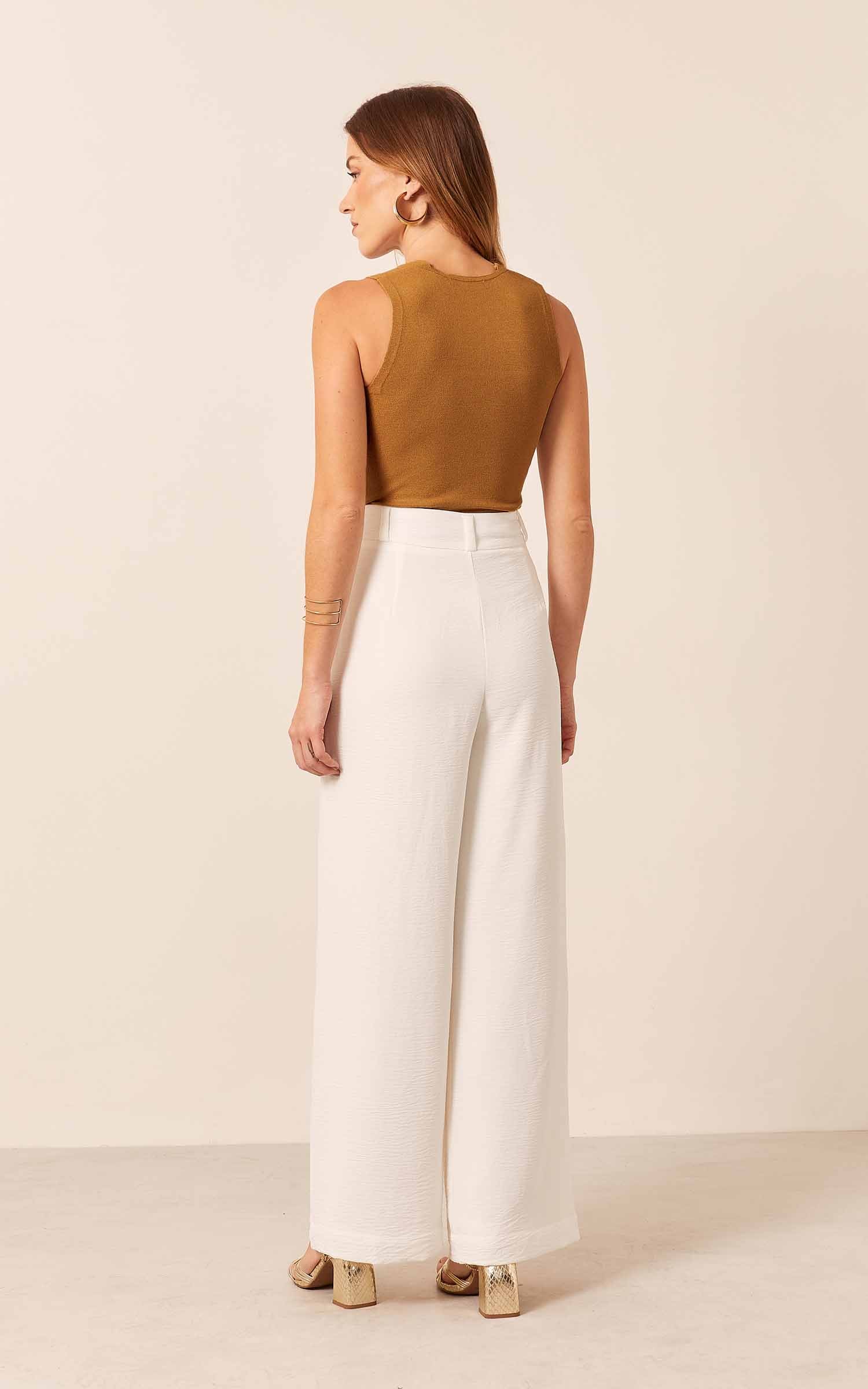 Cropped Tricot Decote Trapézio Caqui