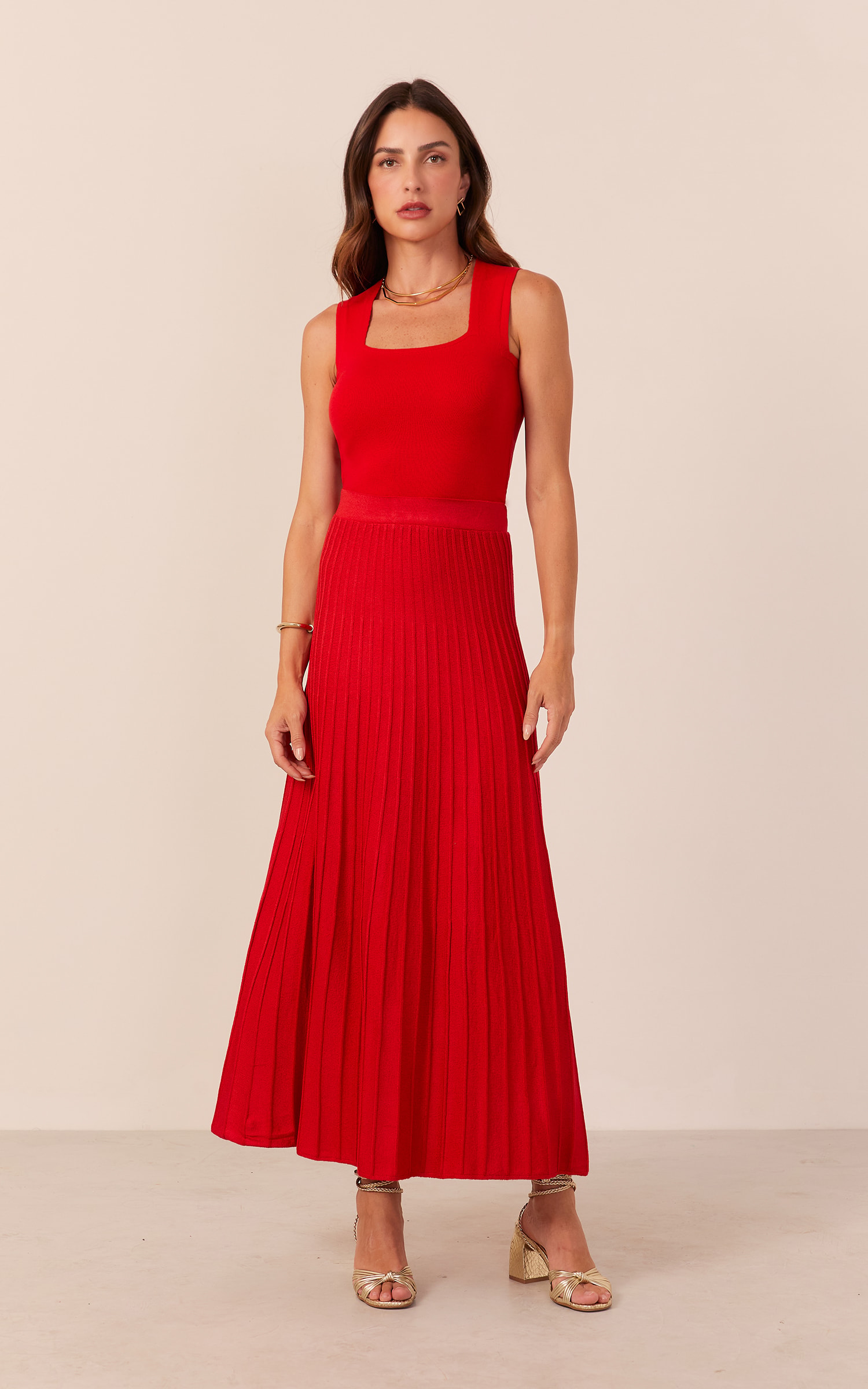 Cropped Tricot Decote Trapézio Cereja
