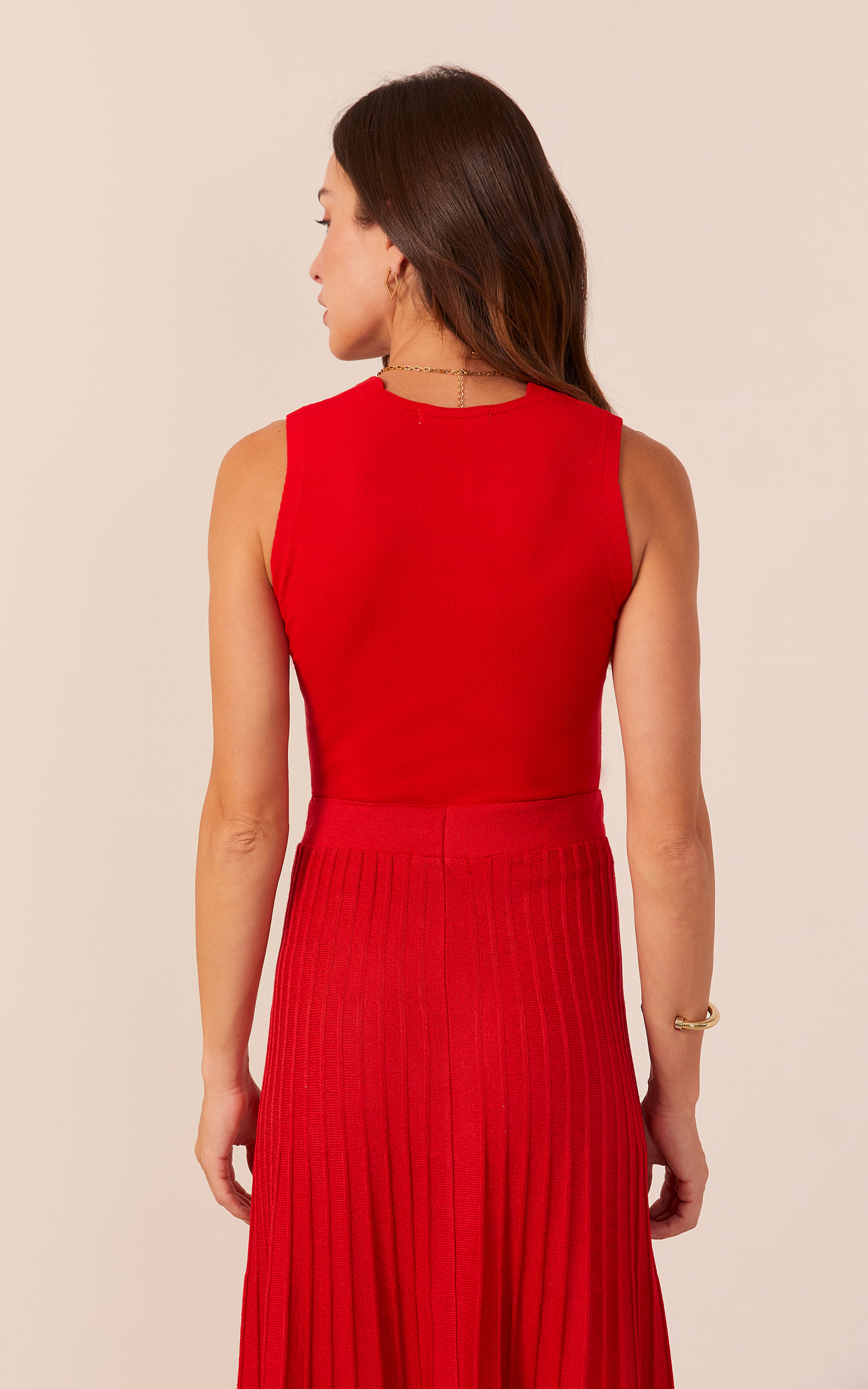 Cropped Tricot Decote Trapézio Cereja