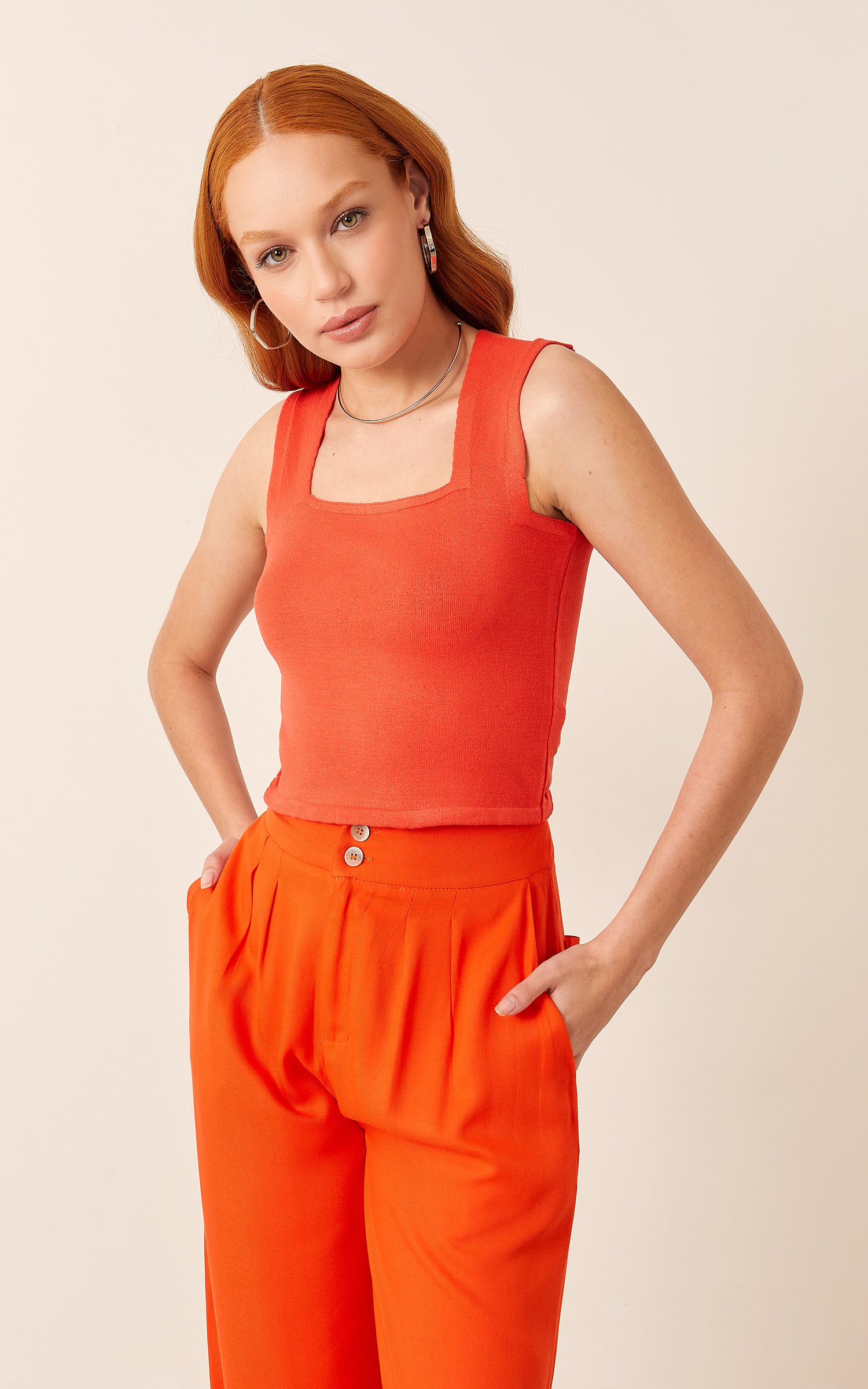 Cropped Tricot Decote Trapézio Pitanga