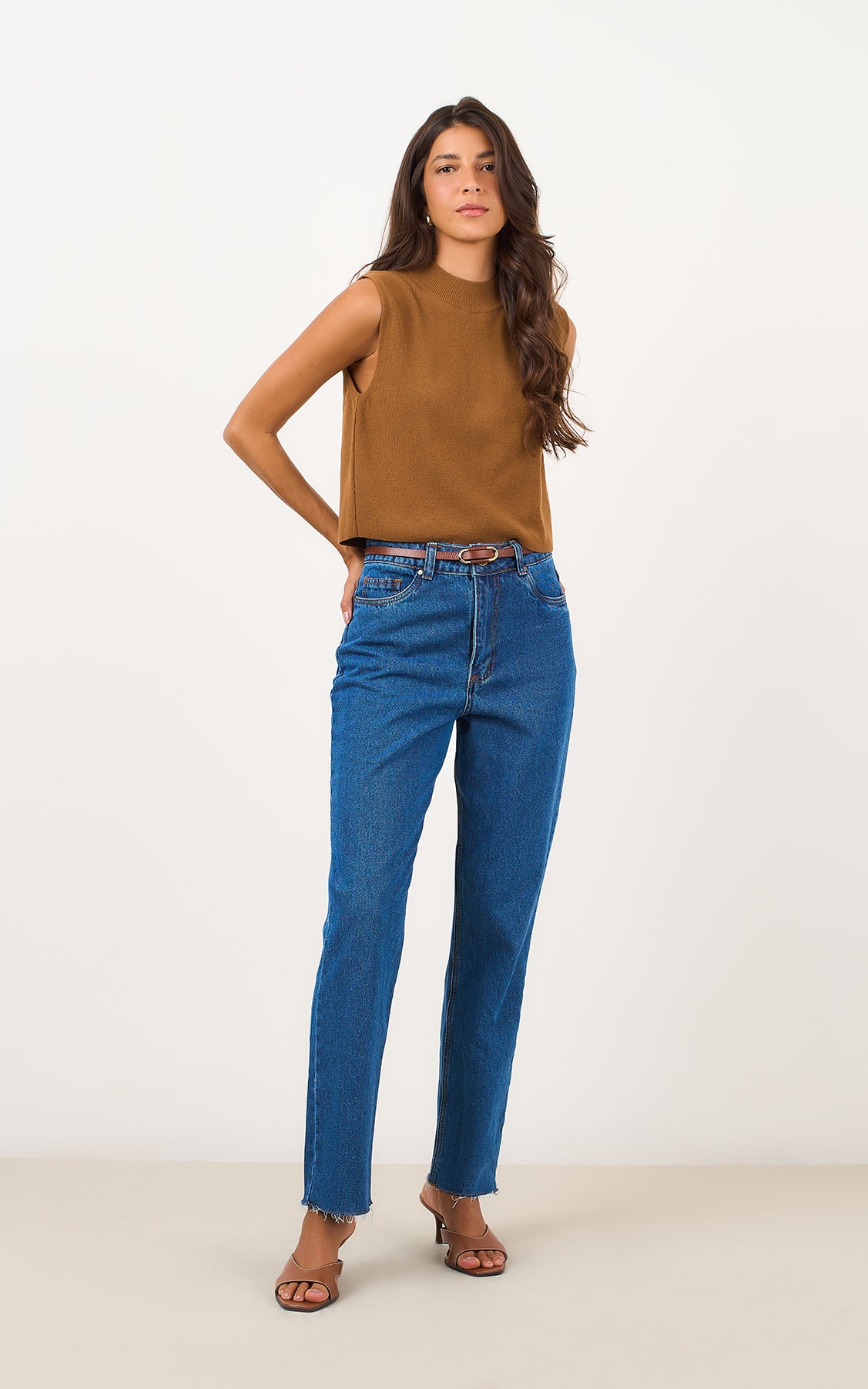 Cropped Tricot Gola Canelada Caramelo