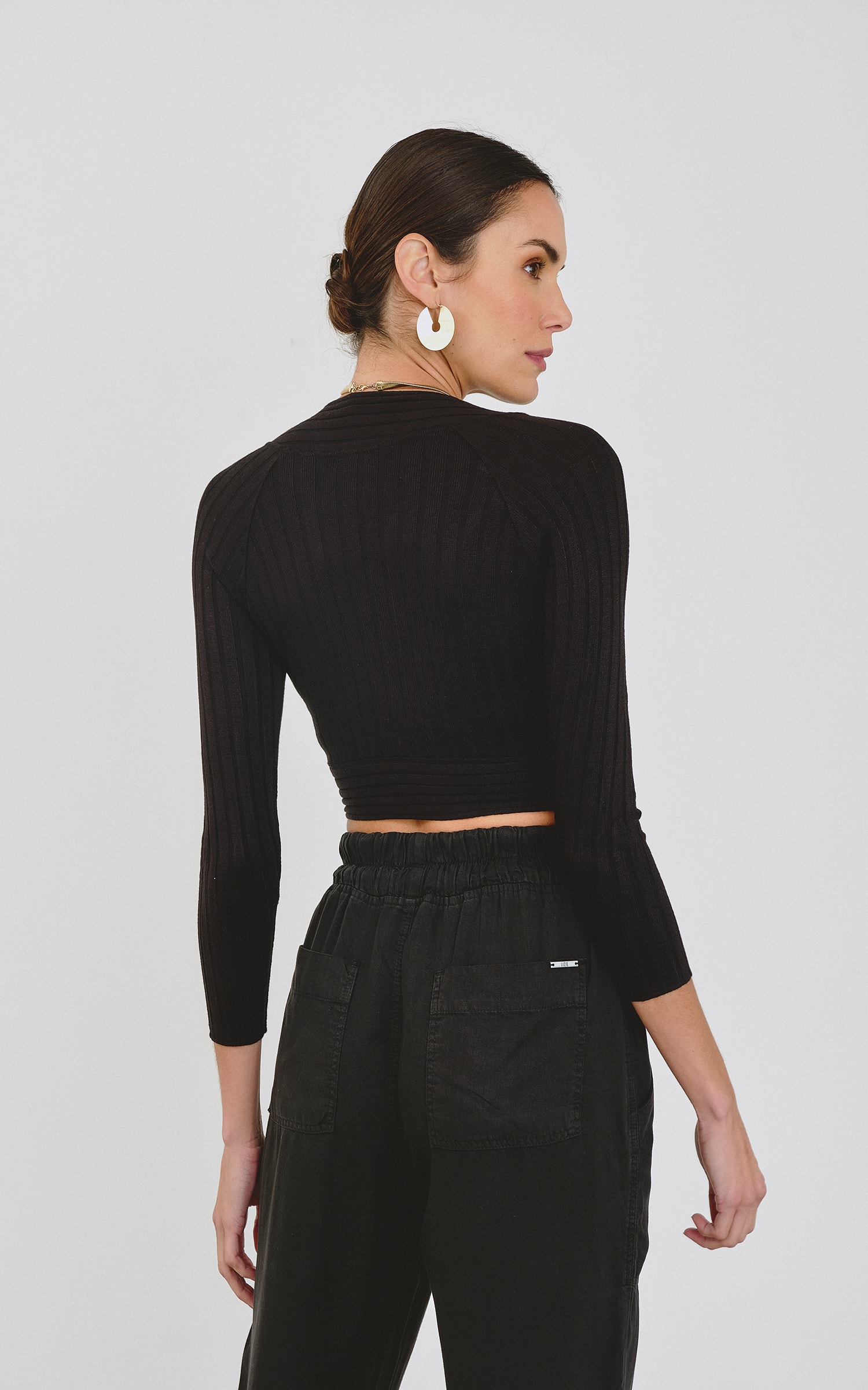 Cropped Tricot Oriental Preto