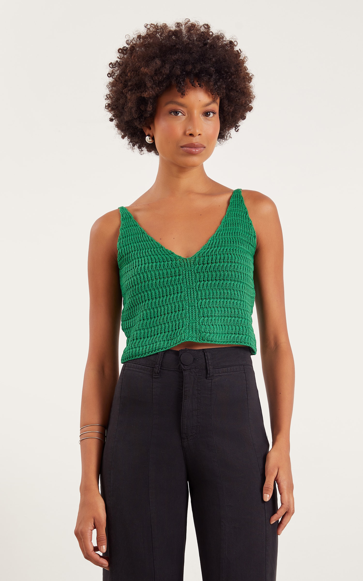 Cropped Tricot Ponto Vazado Verde b