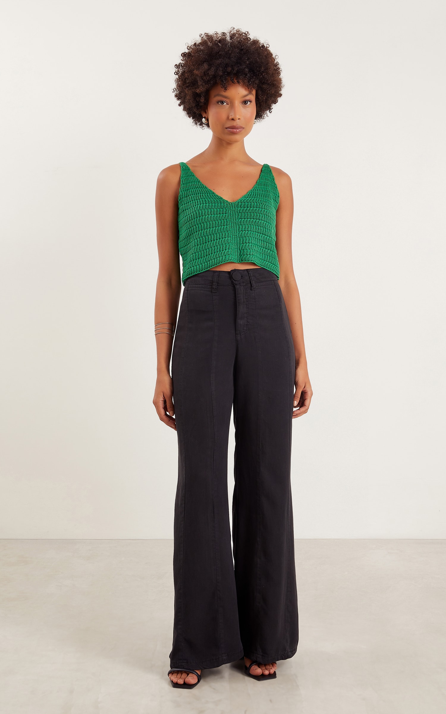 Cropped Tricot Ponto Vazado Verde b