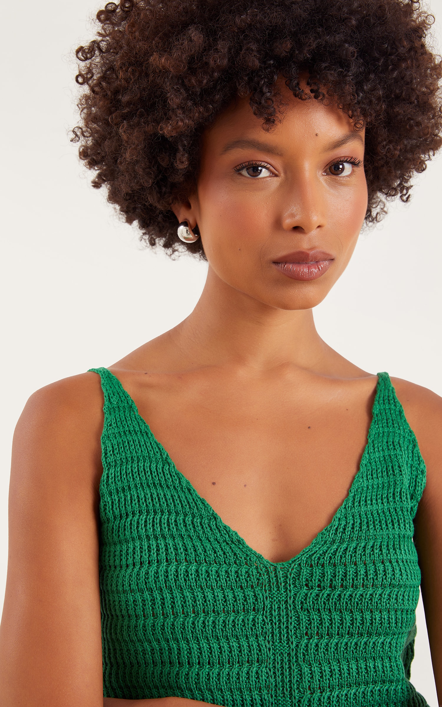 Cropped Tricot Ponto Vazado Verde b