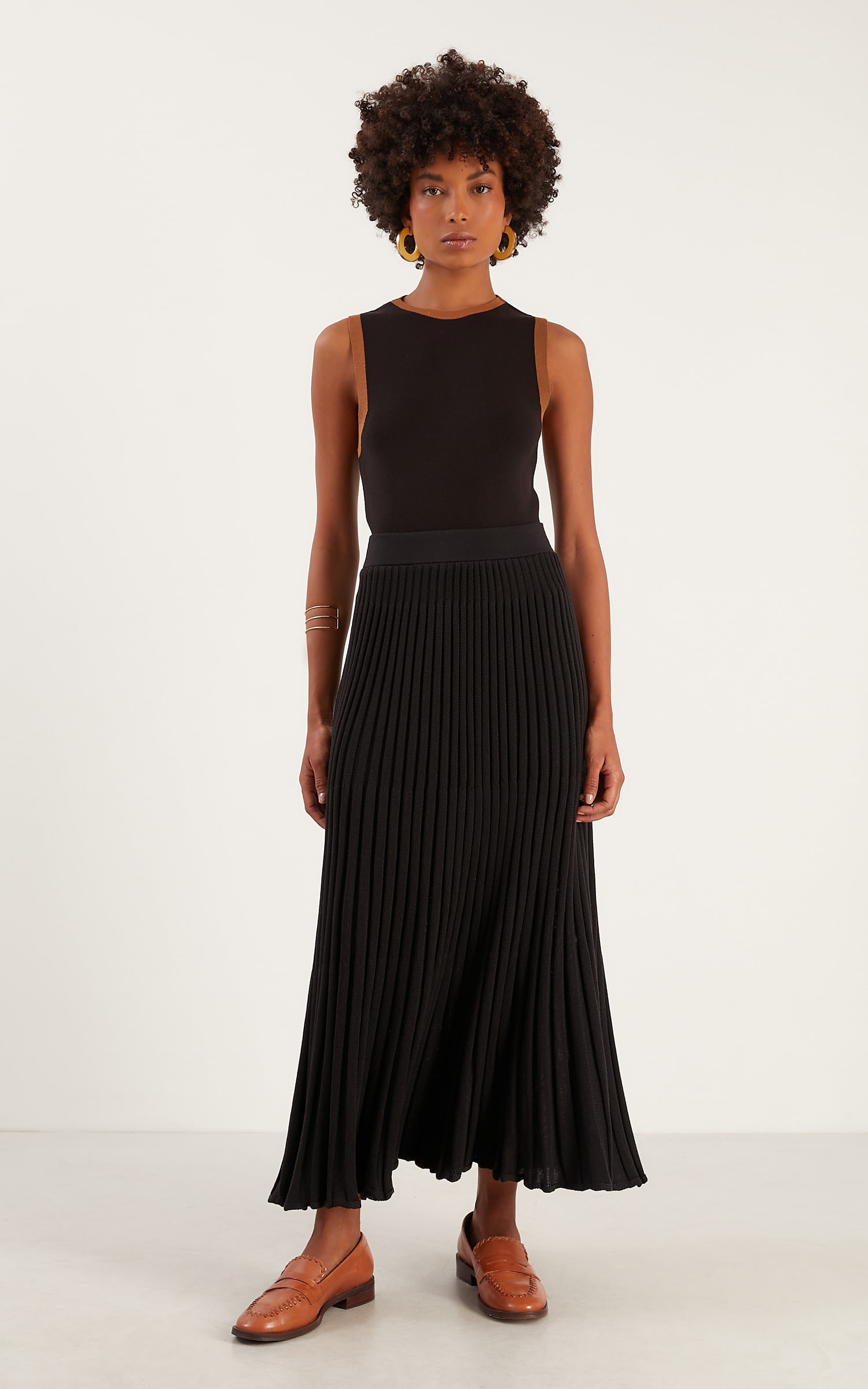Cropped Tricot Retilínea Preto
