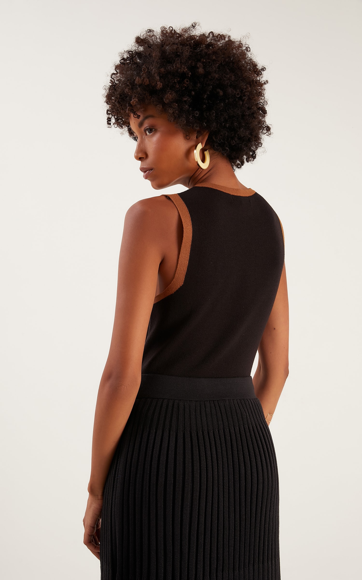 Cropped Tricot Retilínea Preto