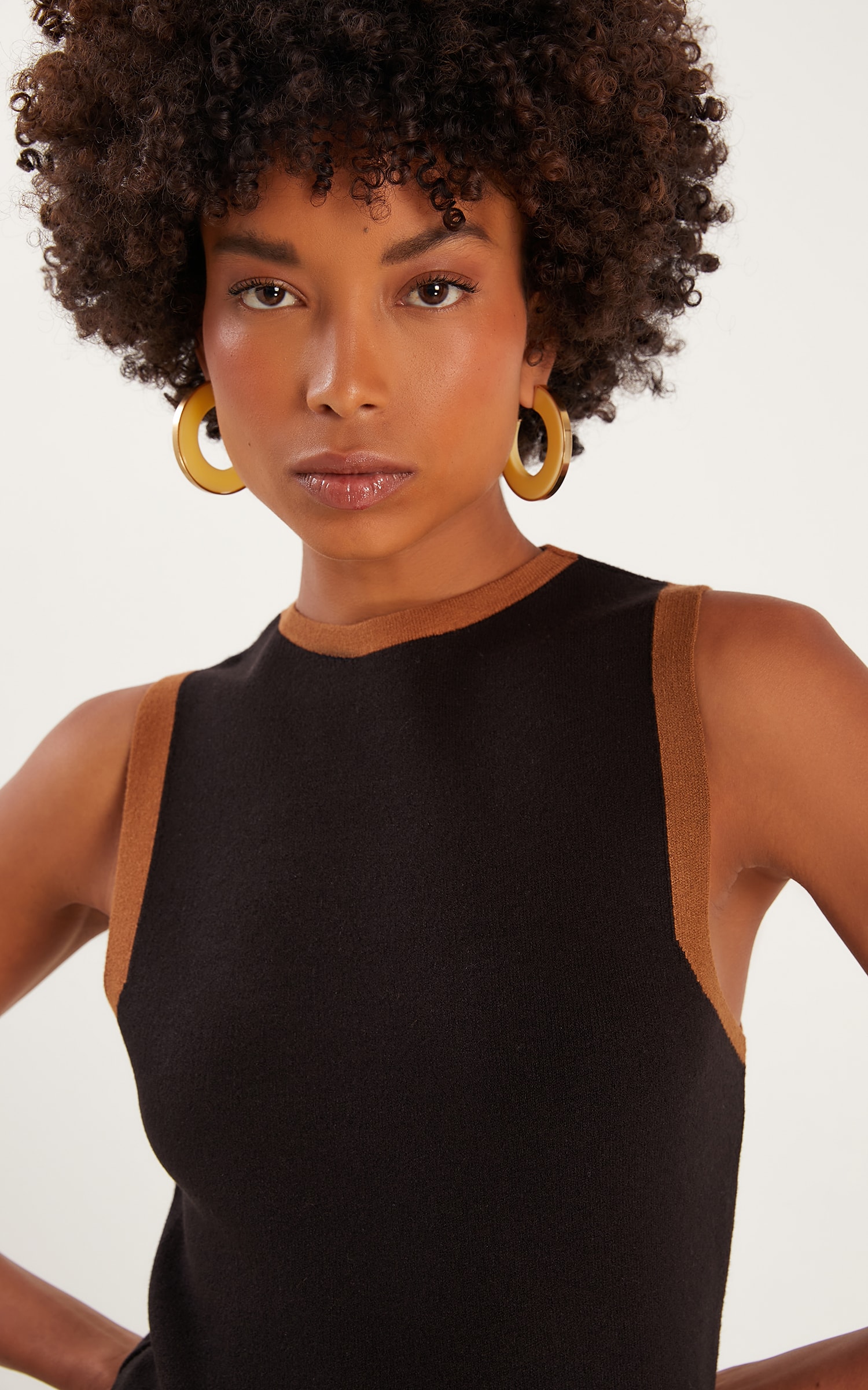 Cropped Tricot Retilínea Preto