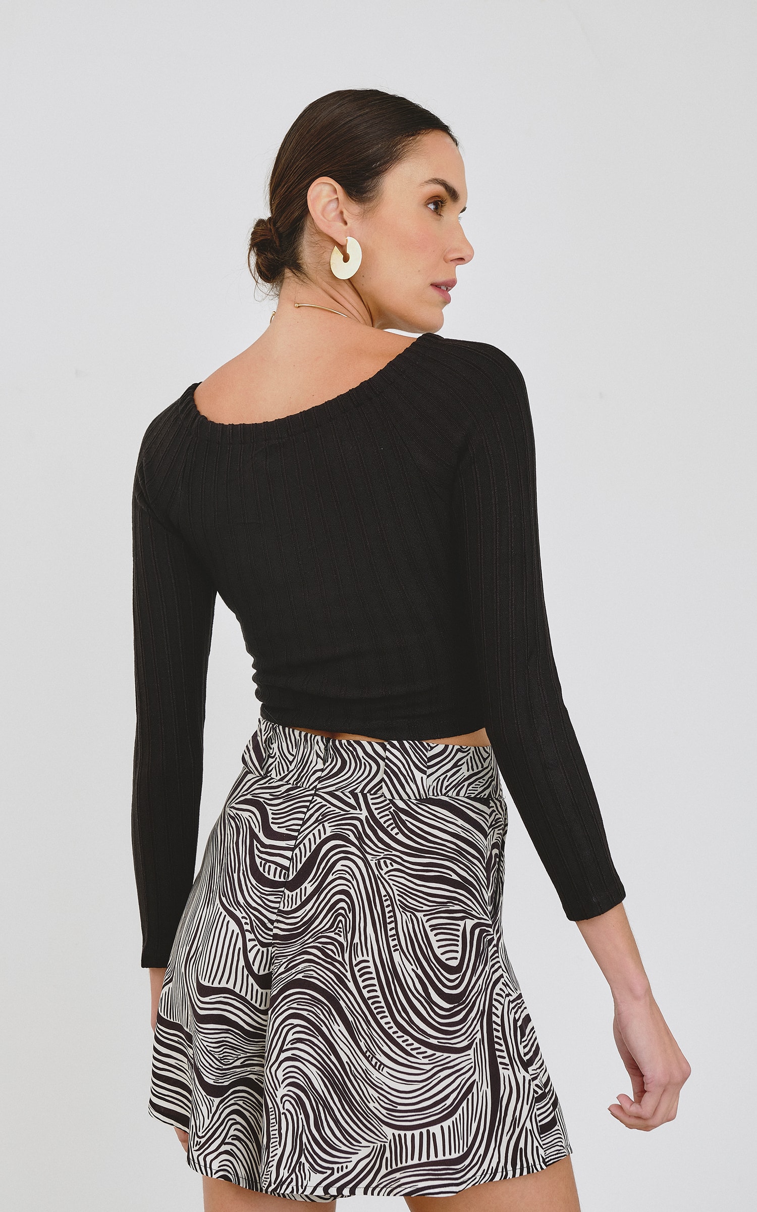 Cropped Tricot Tresse Preto