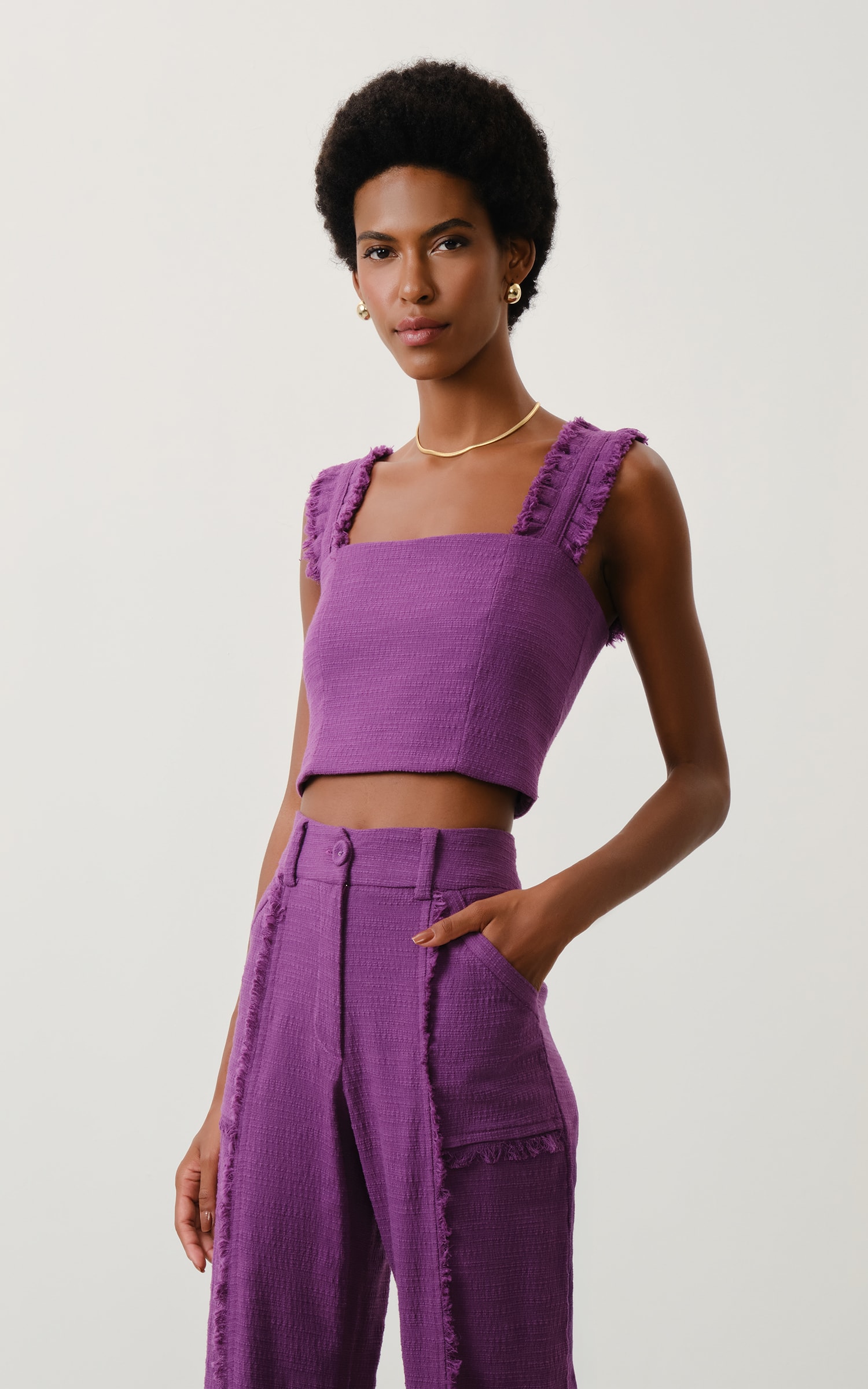 Cropped Tweed Aspen Ametista