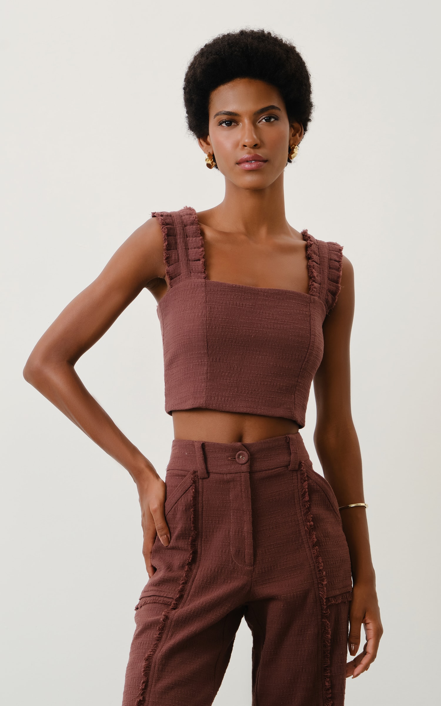 Cropped Tweed Aspen Chocolate
