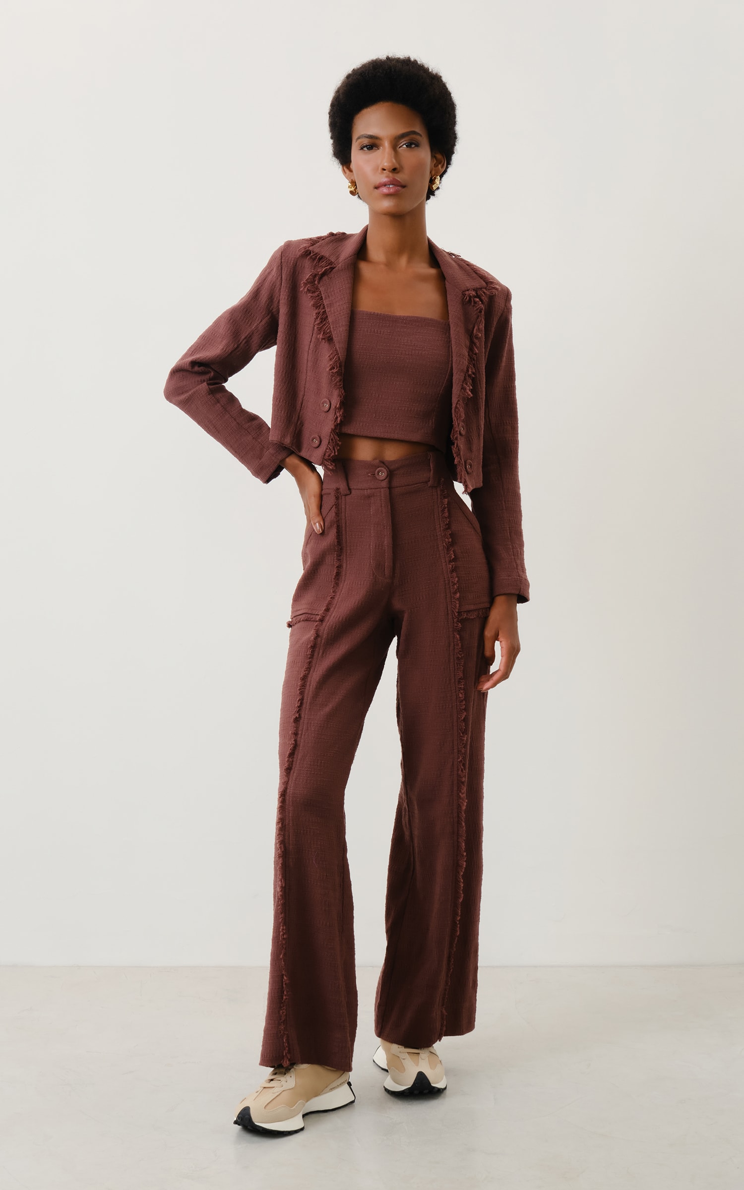 Cropped Tweed Aspen Chocolate