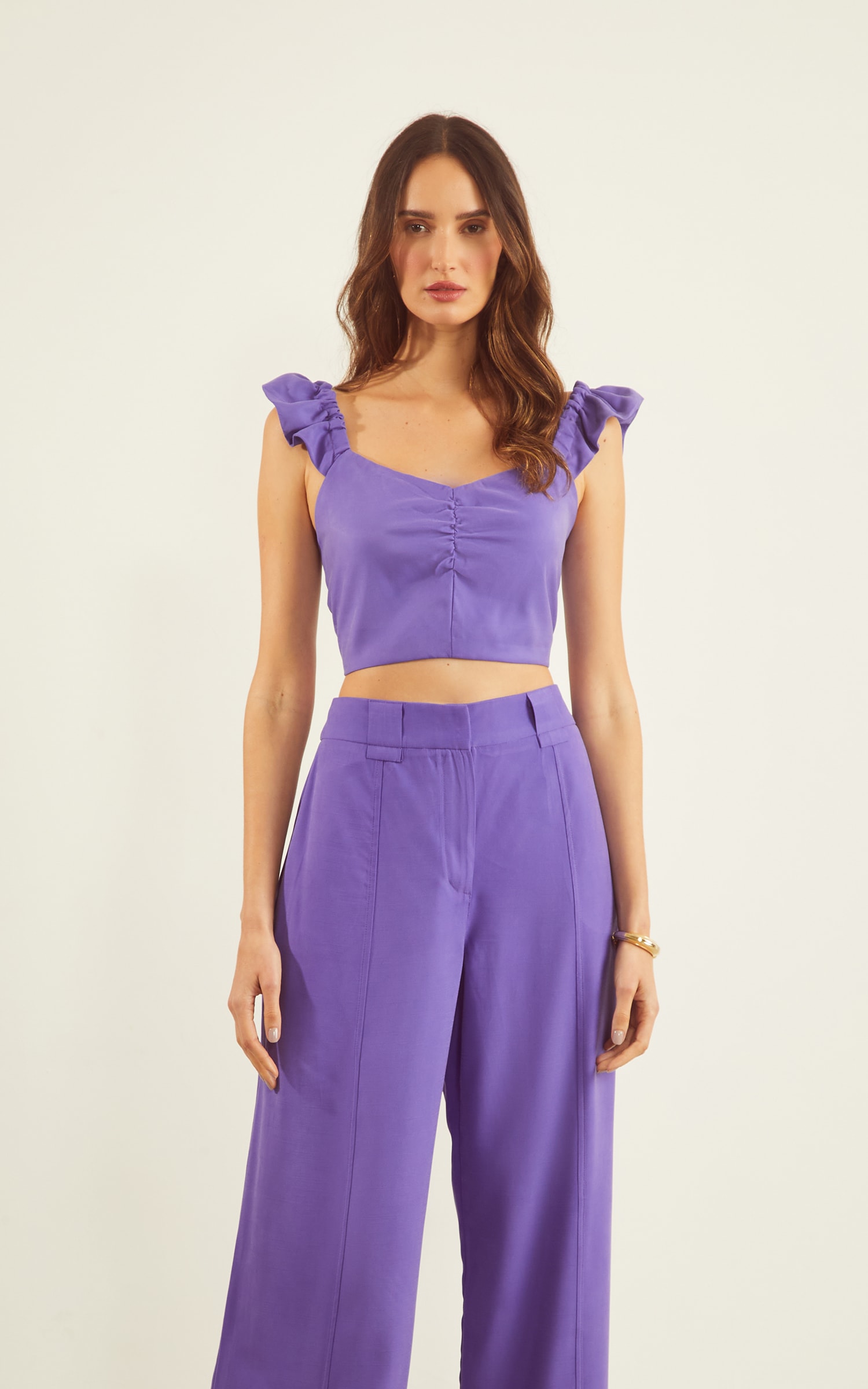 Cropped Velvet Detalhe Busto Ametista