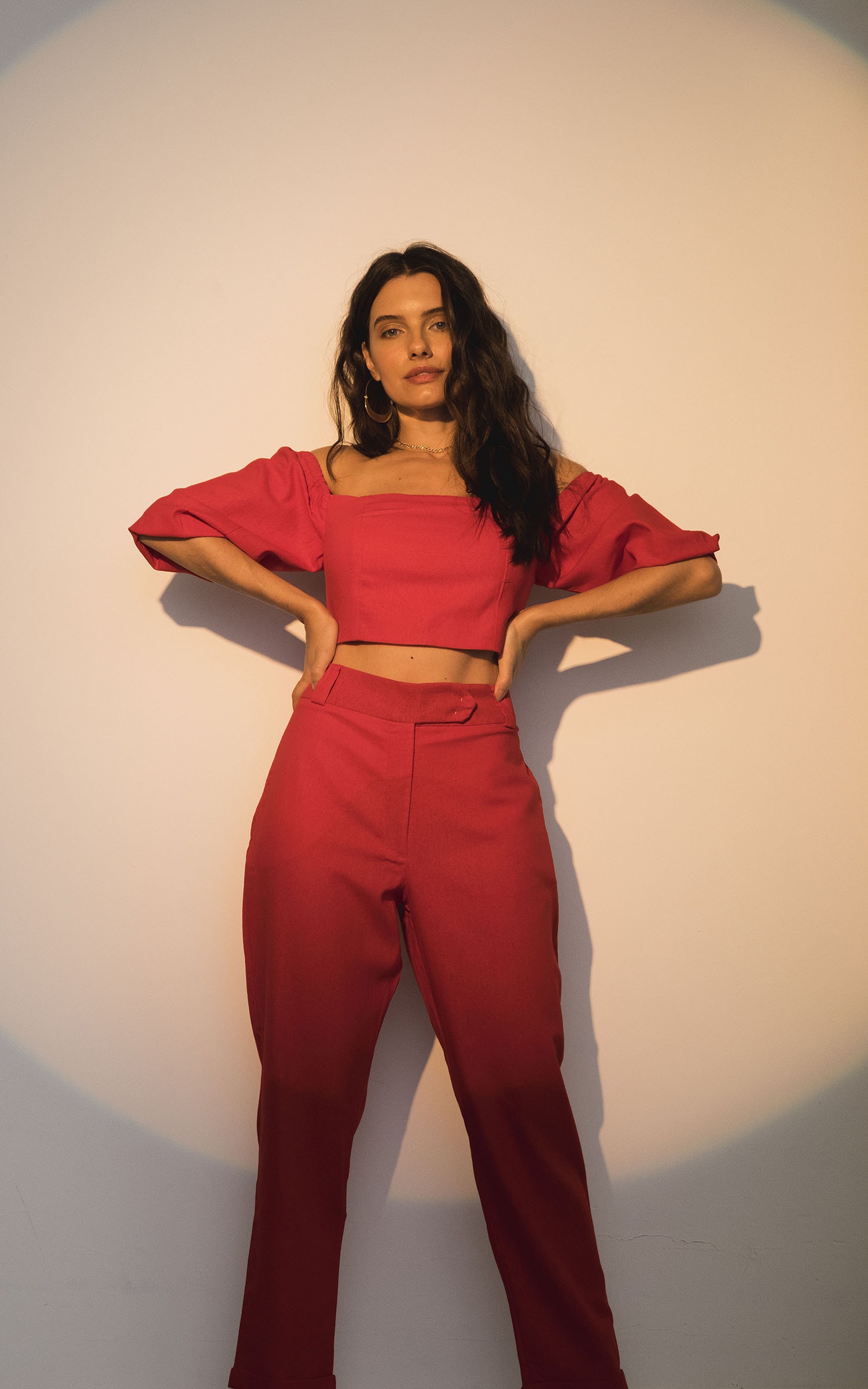 Croppped Linho Veraneio Vermelho