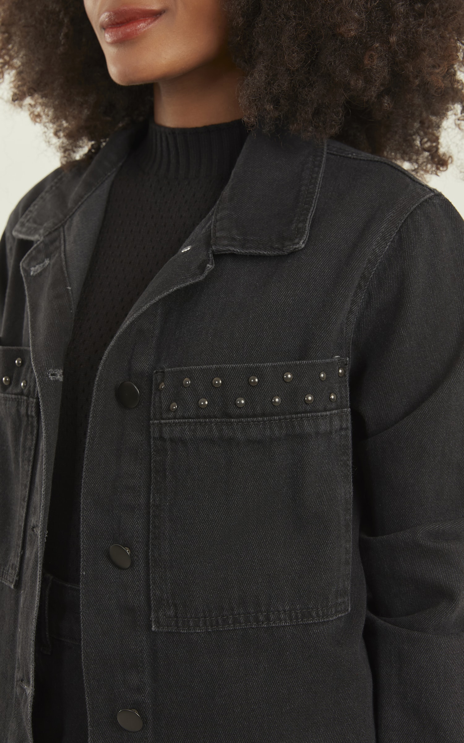 Jaqueta Bordada Jeans Black