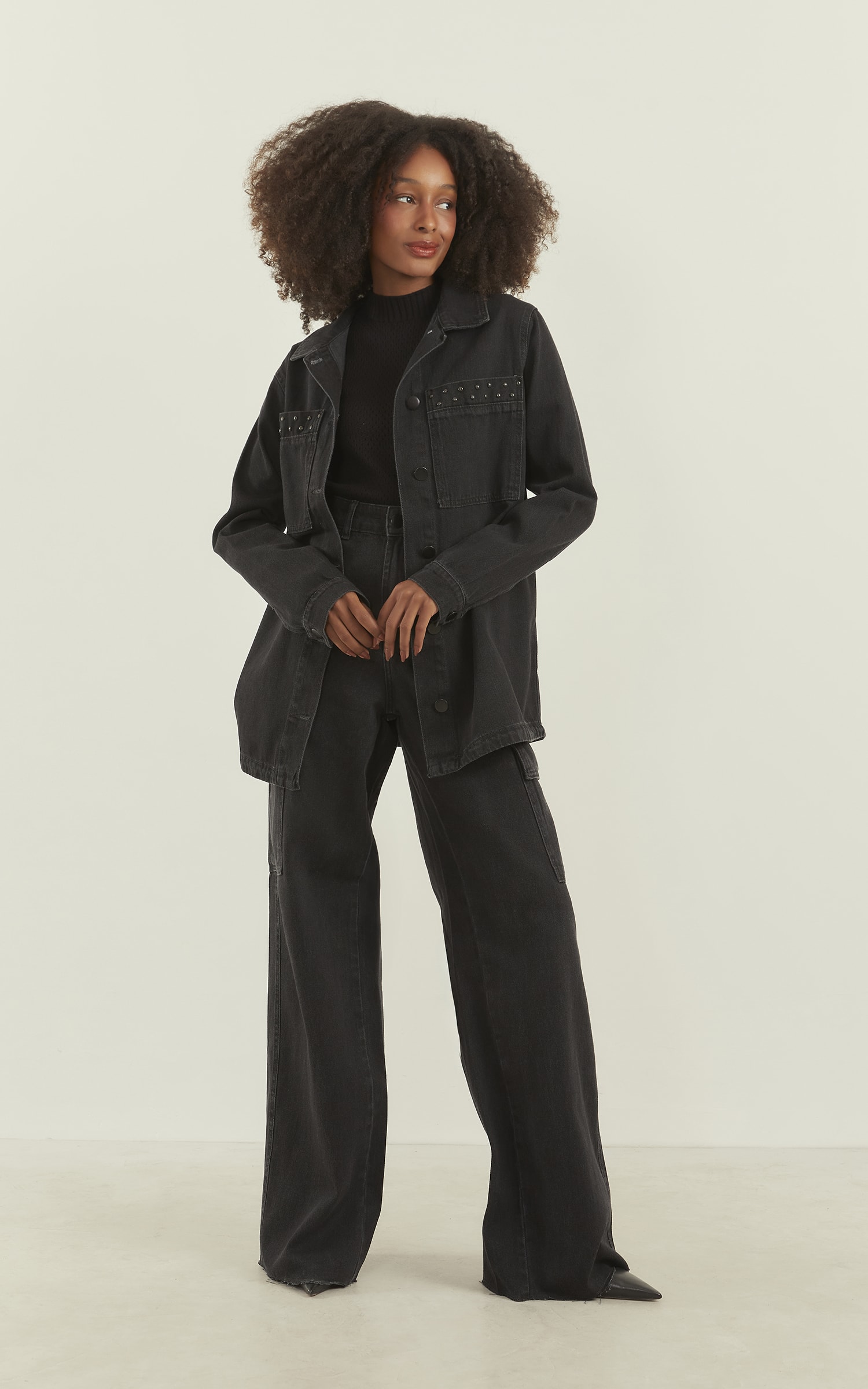 Jaqueta Bordada Jeans Black