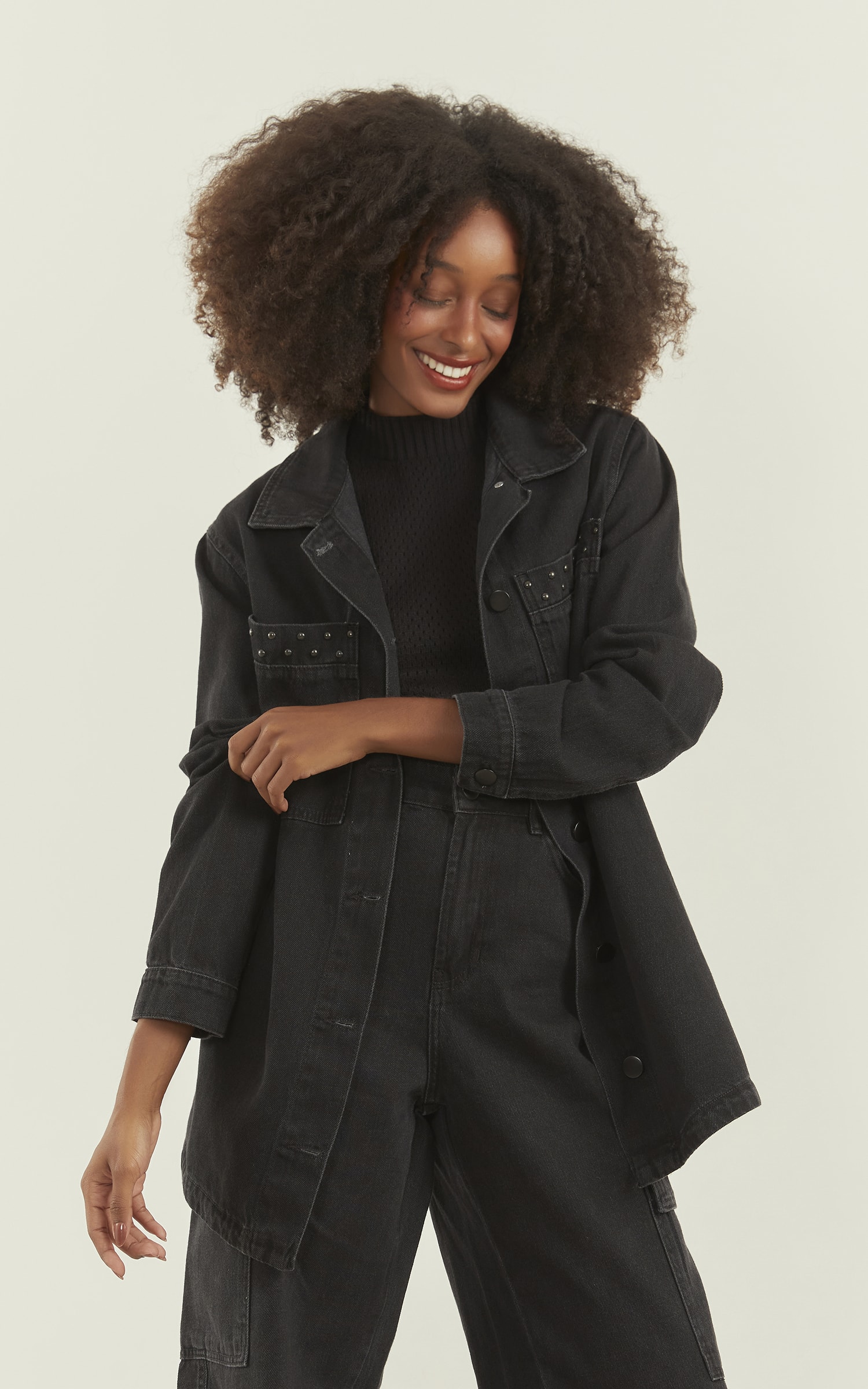 Jaqueta Bordada Jeans Black