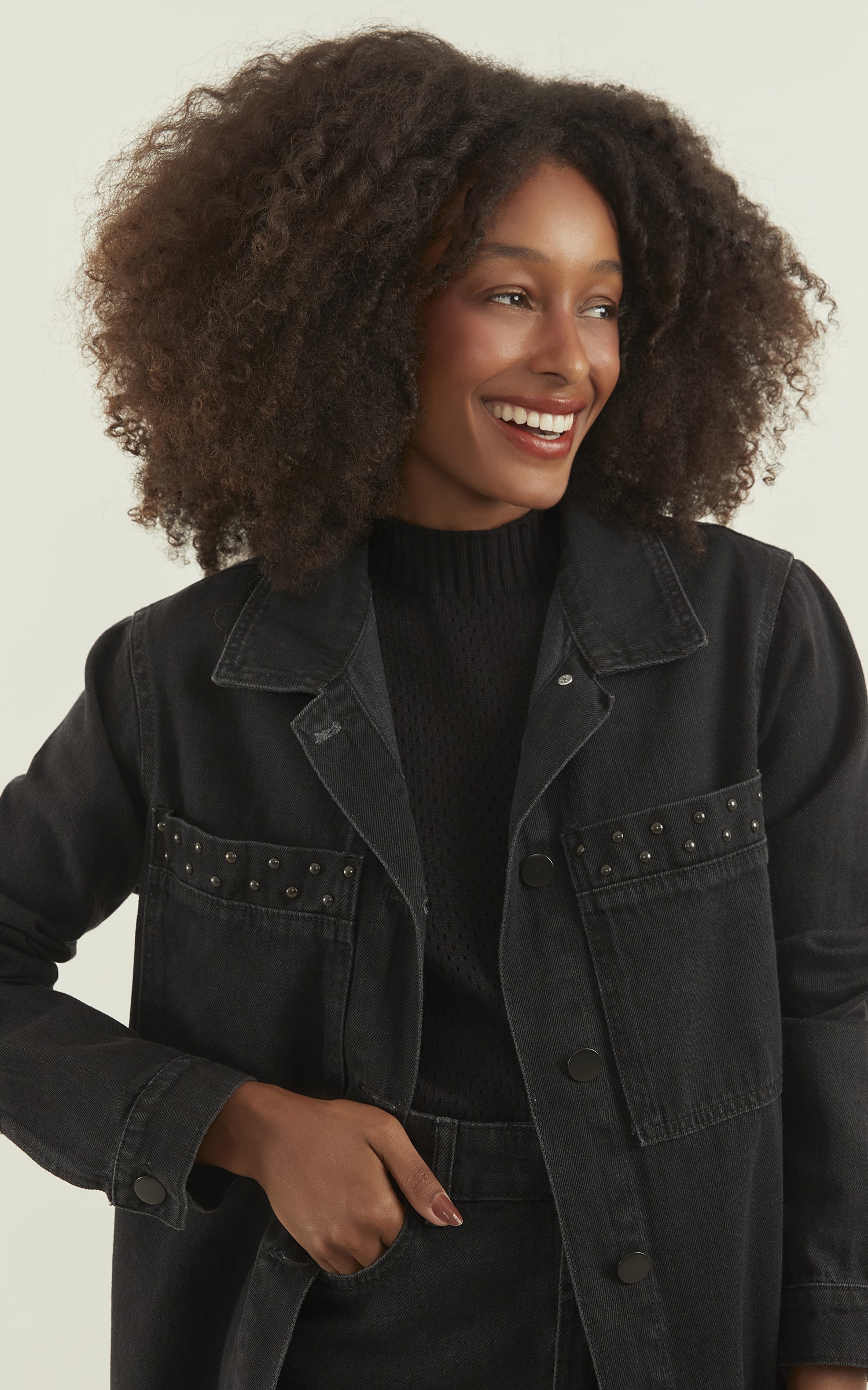 Jaqueta Bordada Jeans Black