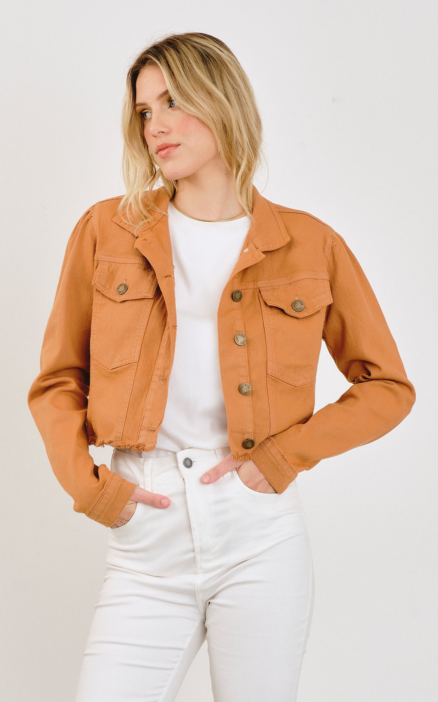 Jaqueta Cropped Caju Caramelo