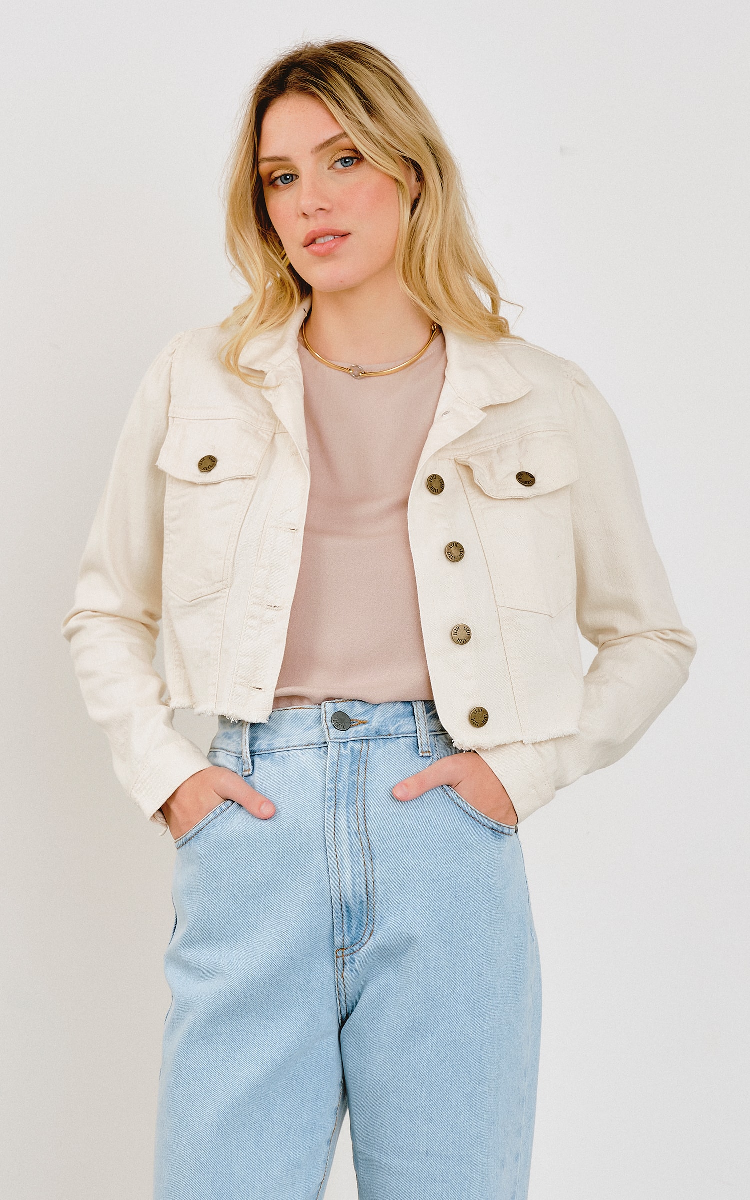 Jaqueta Cropped Caju Off White