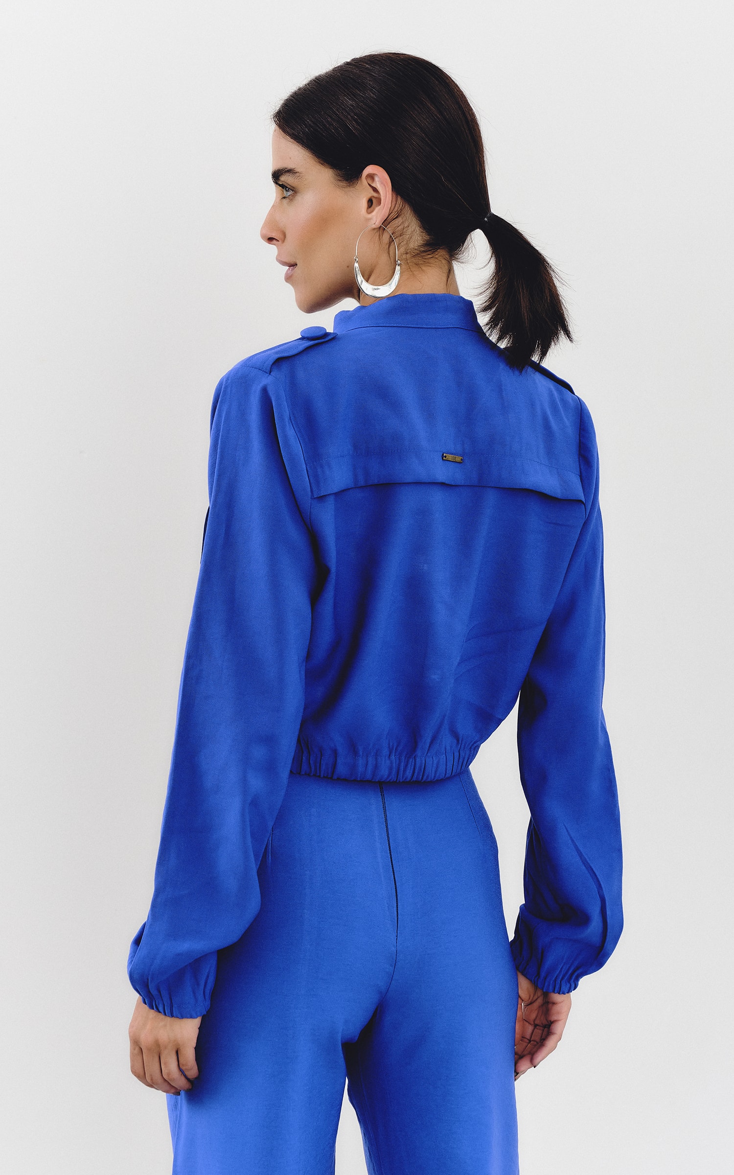 Jaqueta Cropped Self Azul Royal