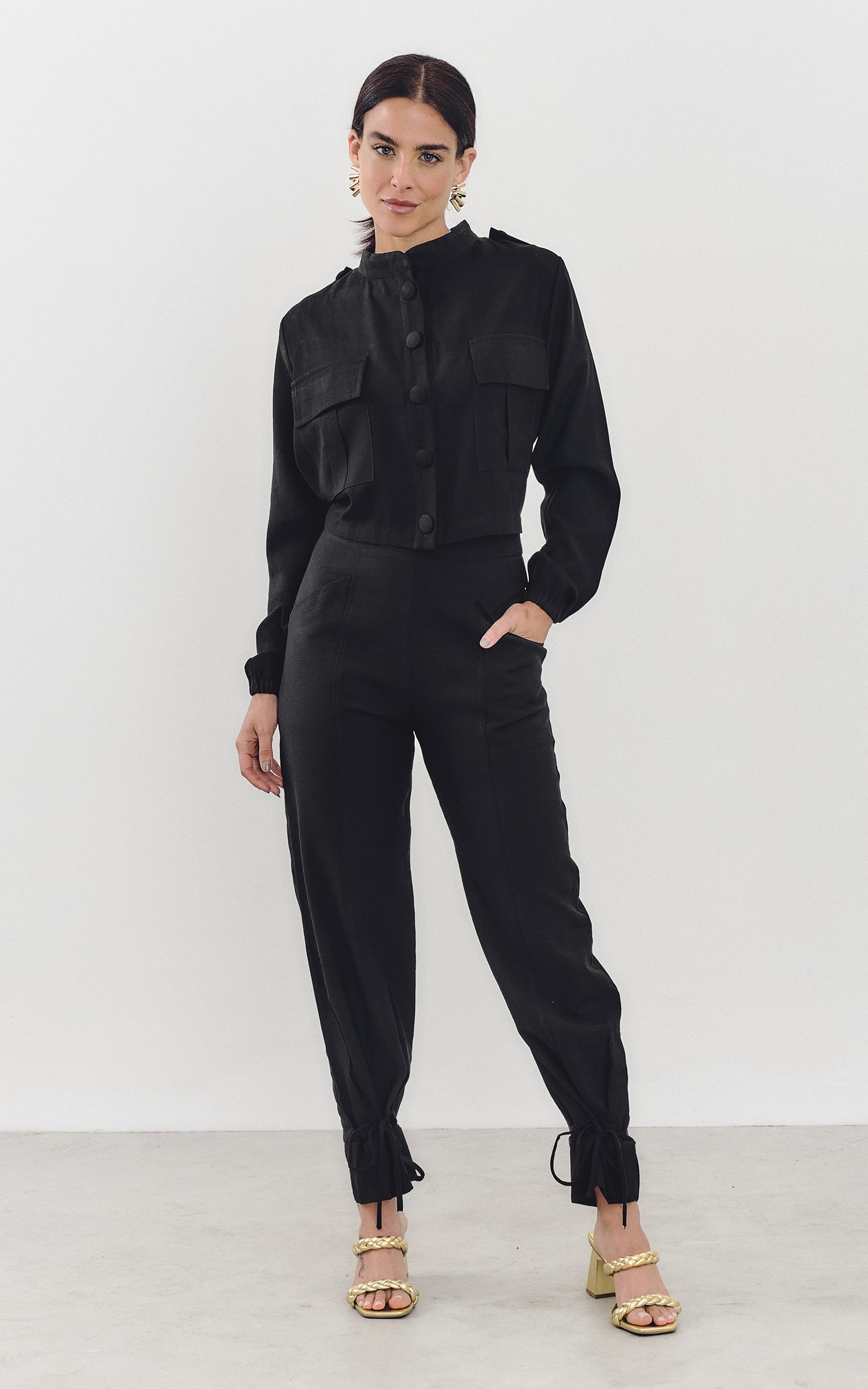 Jaqueta Cropped Self Preto