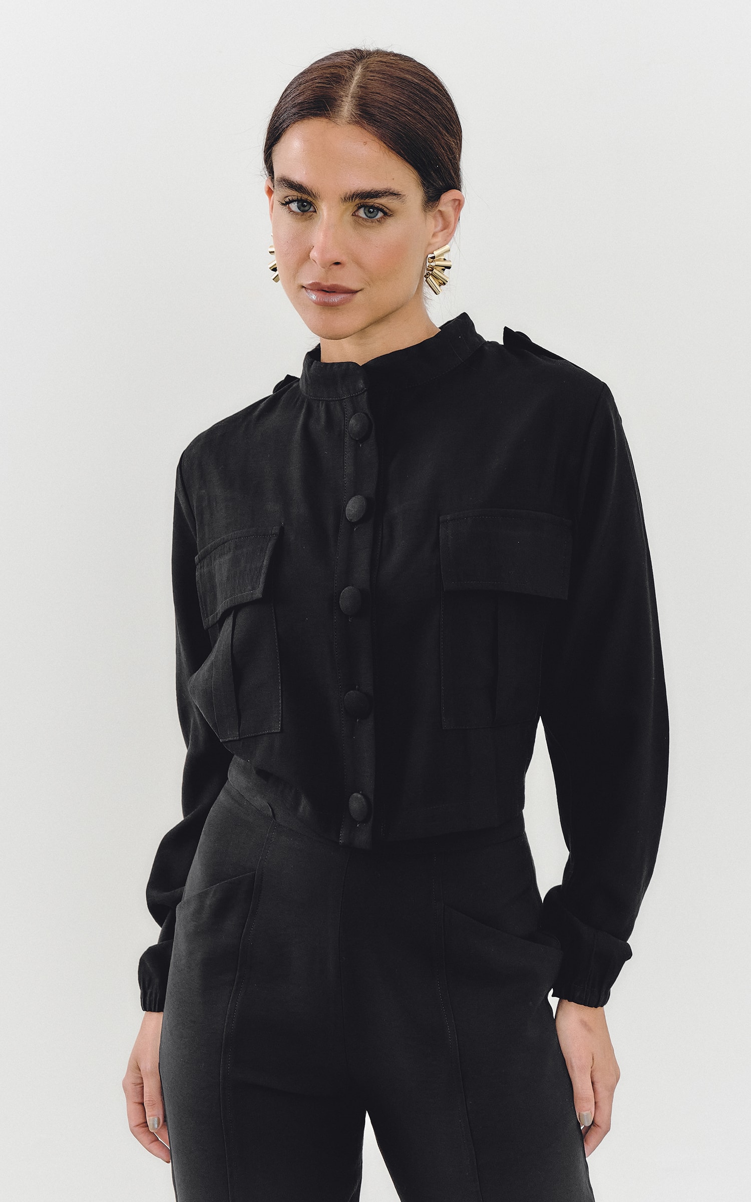 Jaqueta Cropped Self Preto